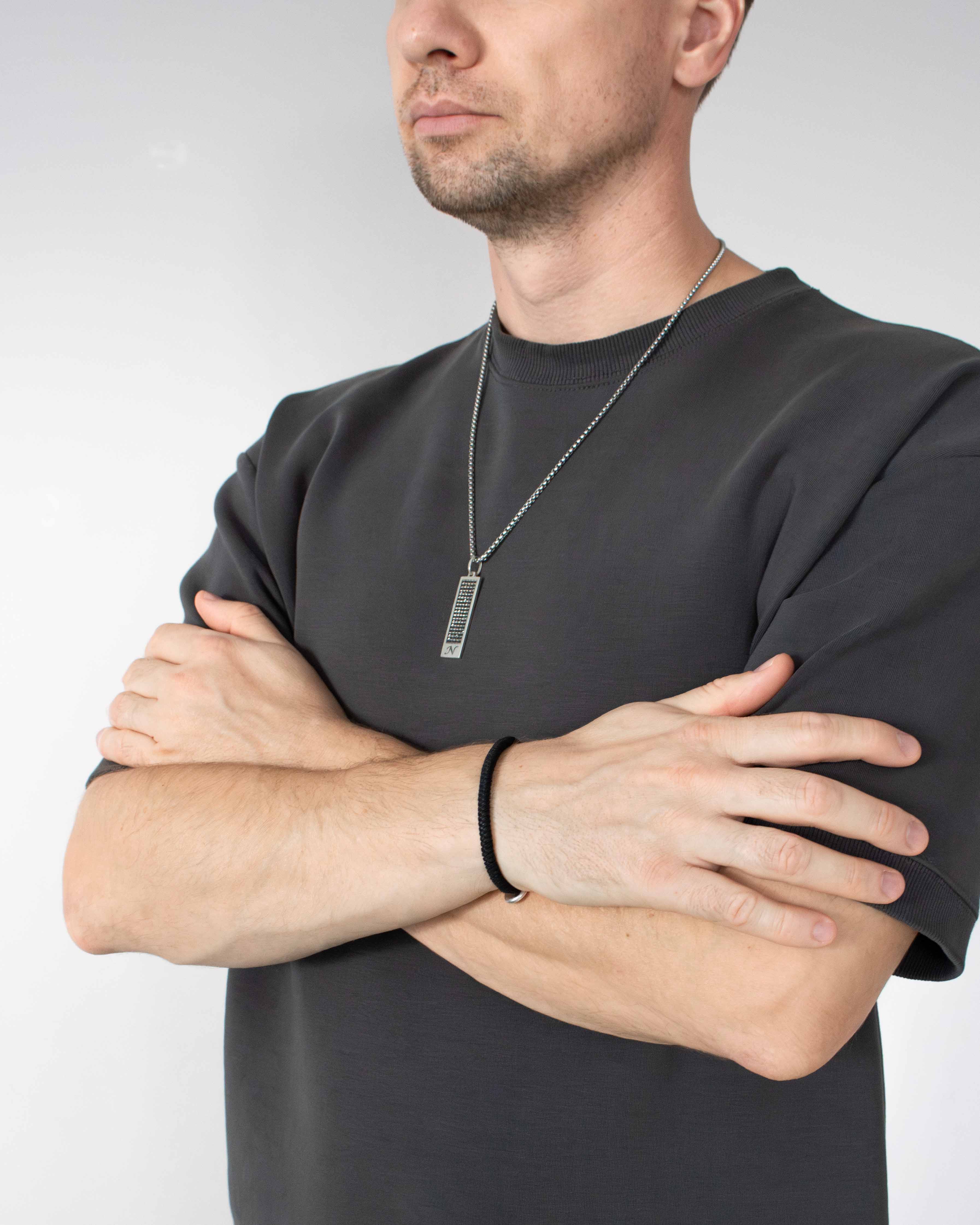 Black Stone Ingot Necklace Personalized Gift for Men