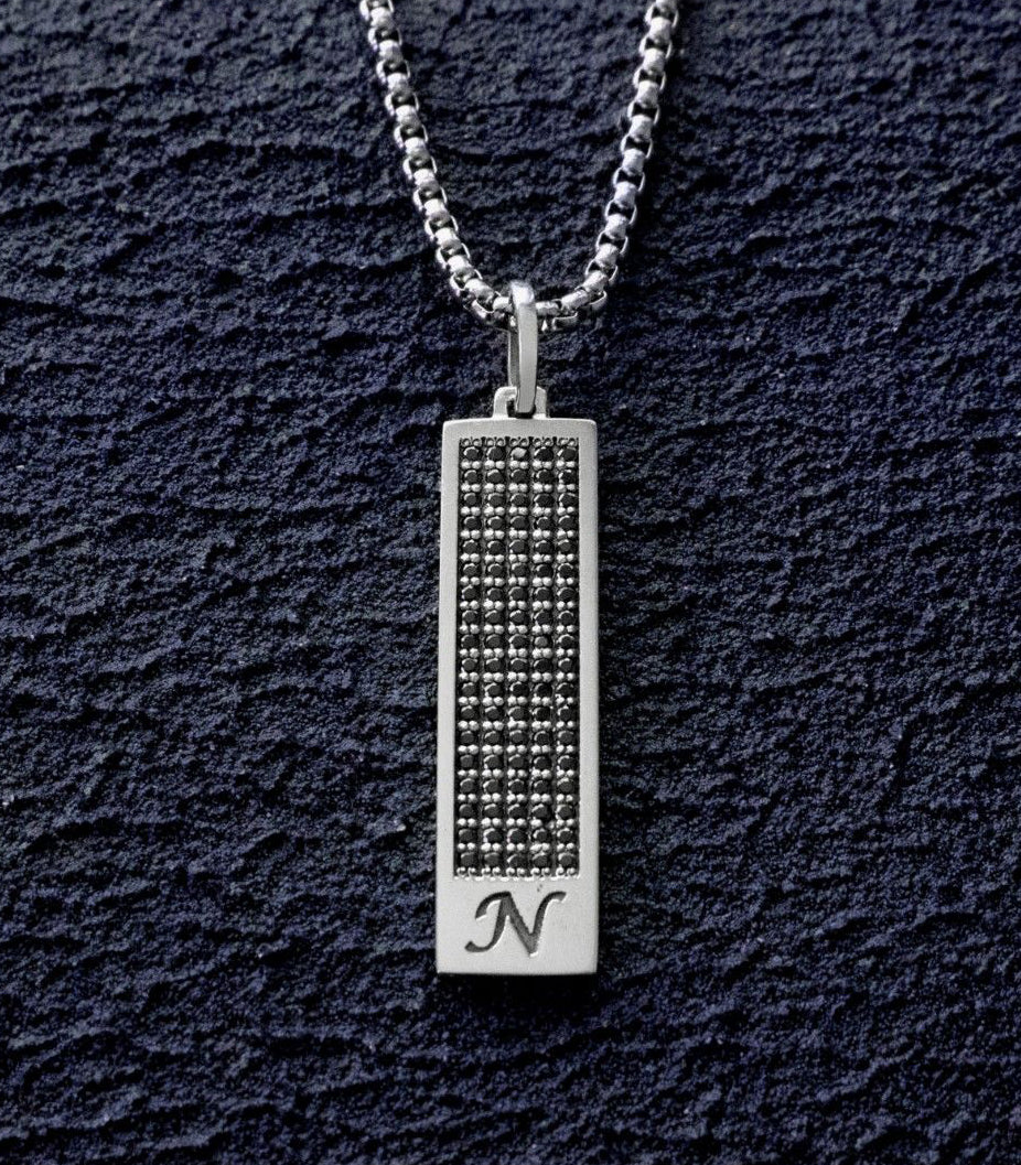 Black Stone Ingot Necklace Personalized Gift for Men