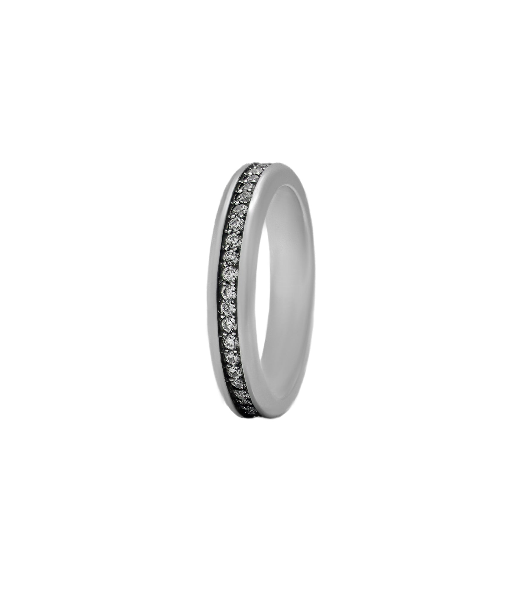 Mens Engagement Band Ring Silver Eternity Diamonds CZ