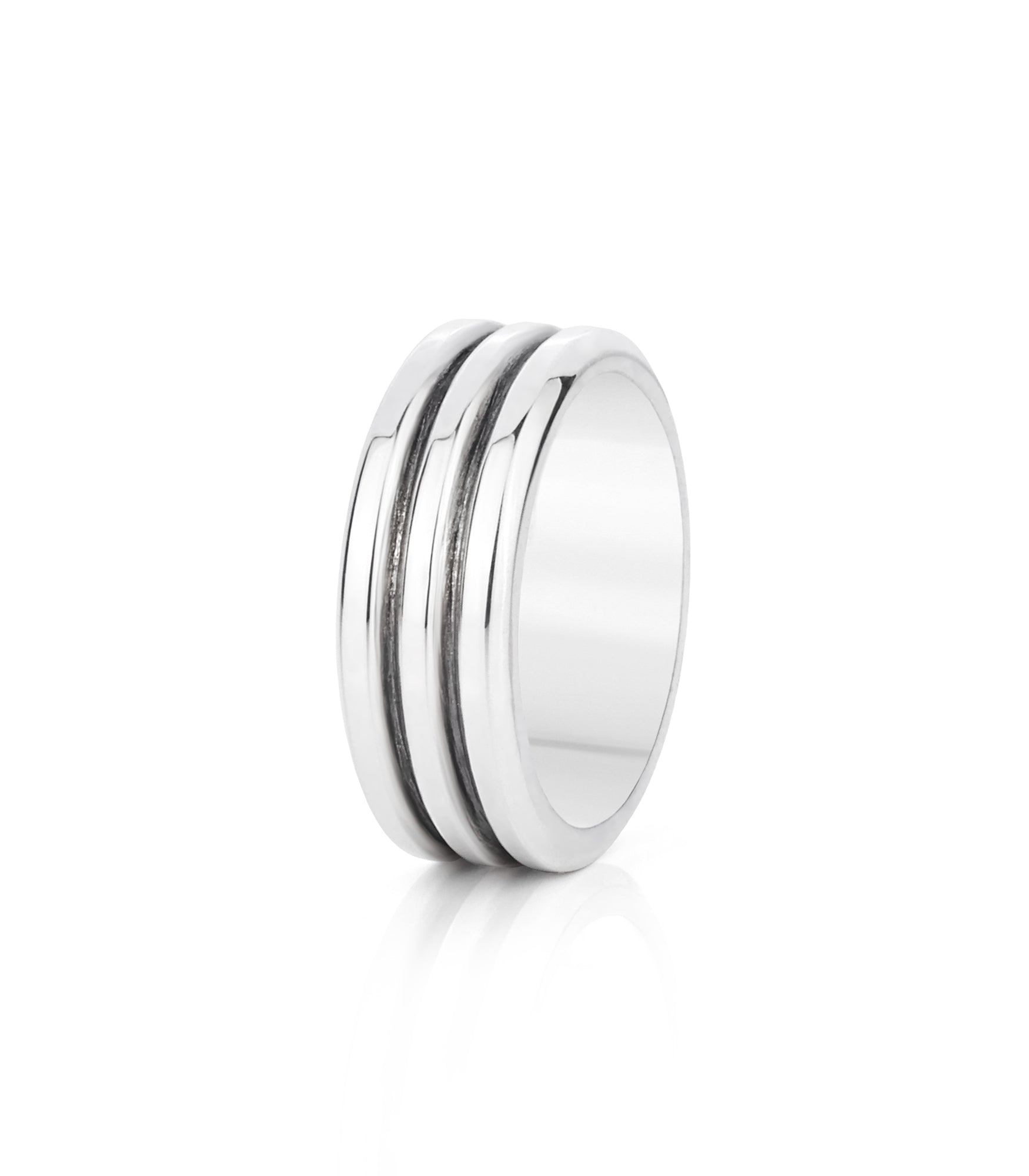 Mens Wide Sterling Silver Ring Bold Contoured Texture