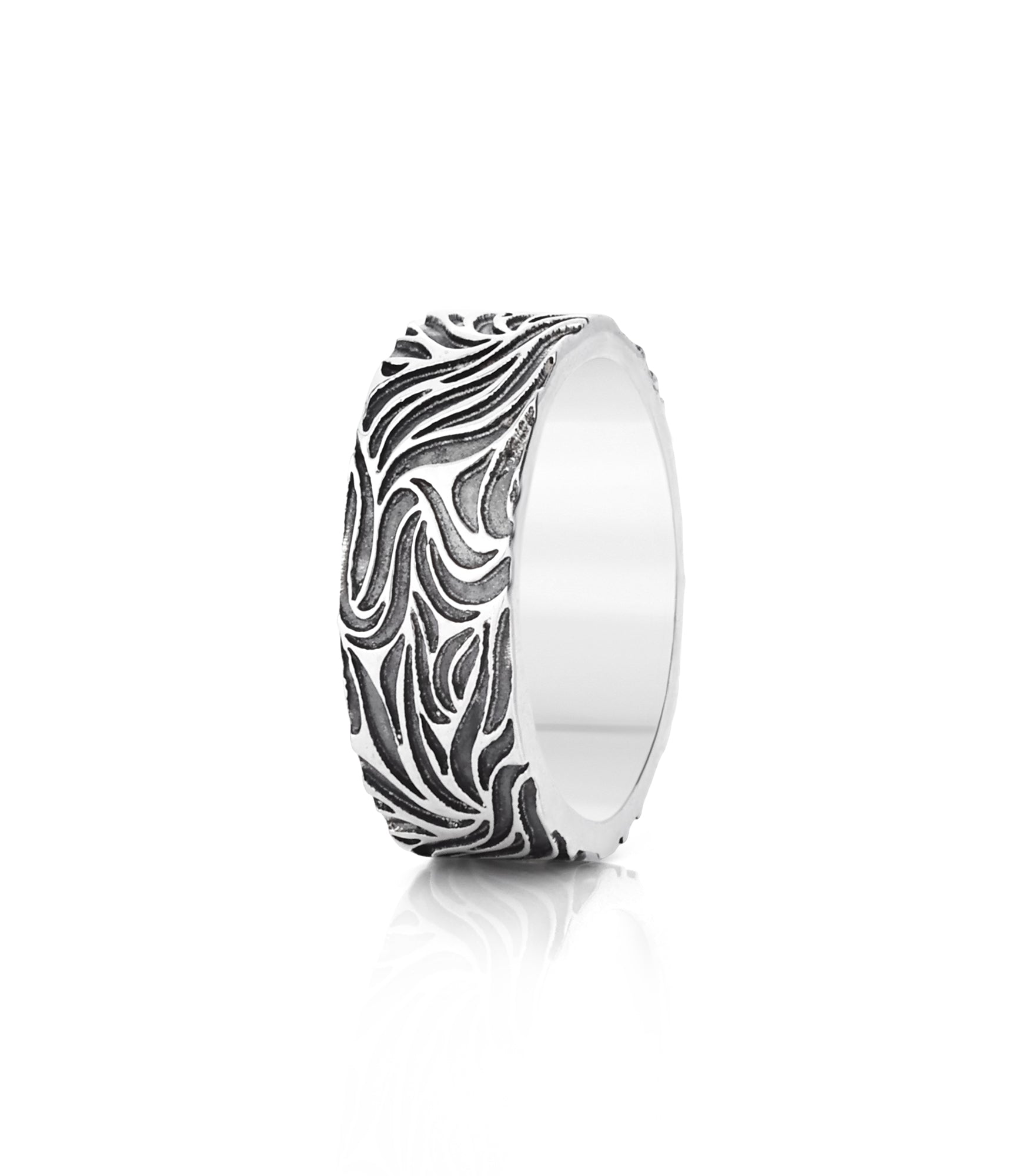 Engraved Silver Vine Ring Band Renaissance inspired