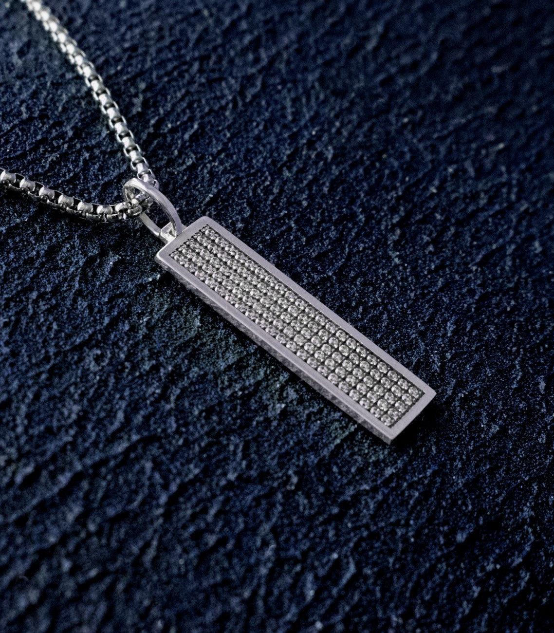 Mens Silver Bar Pendant with Stones Gift for Valentine