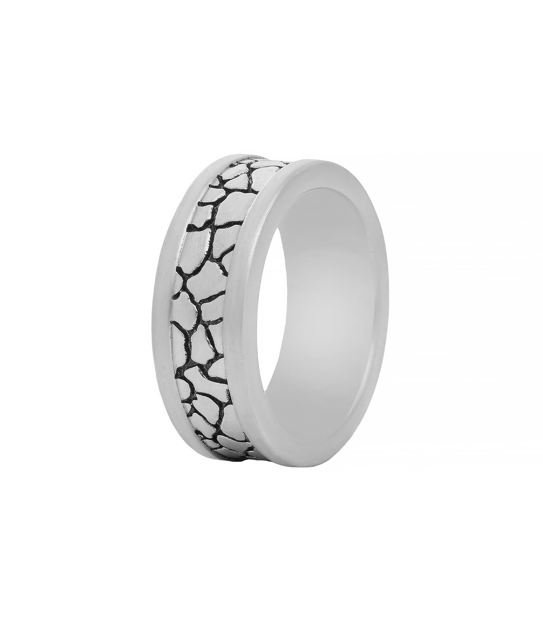 Cracked Silver Ring with Accented Edges Sterling Silver