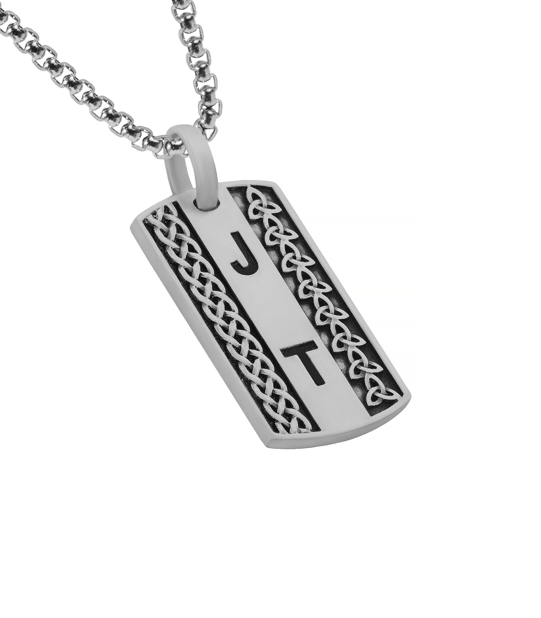 Silver Initial Pendant Necklace Celtic Trinity & Knots