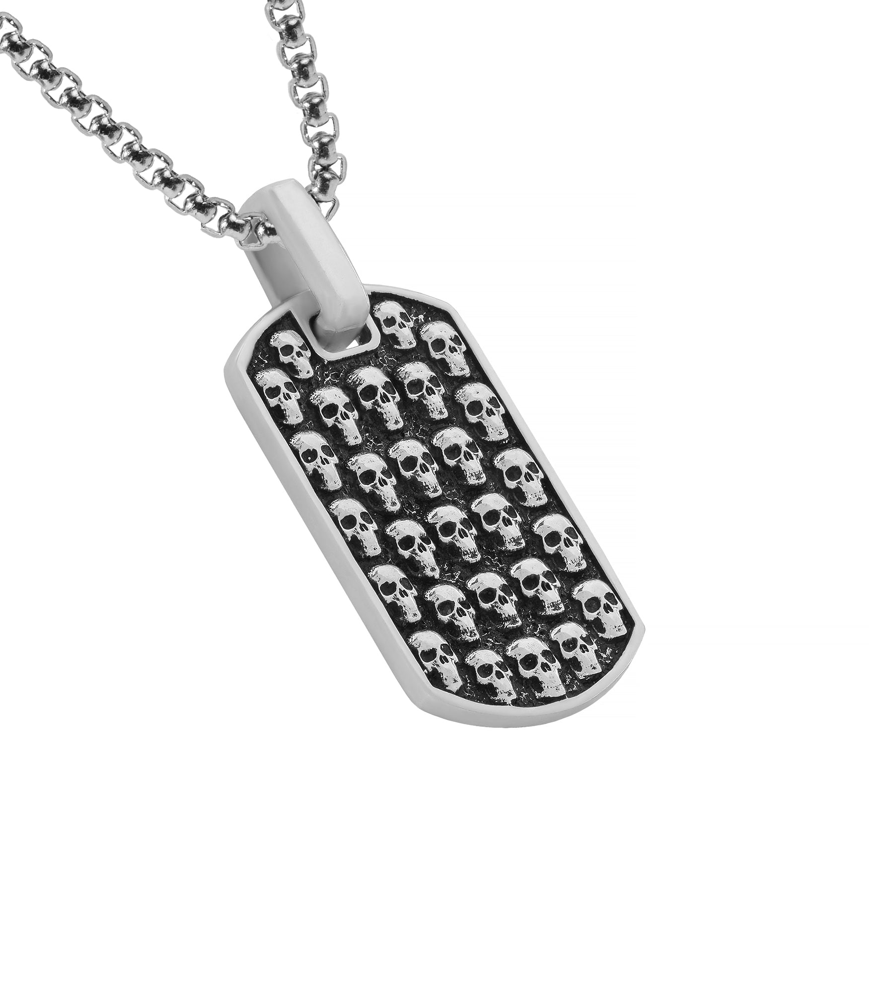 Gothic Pendant Necklace with Skulls Oxidized Silver