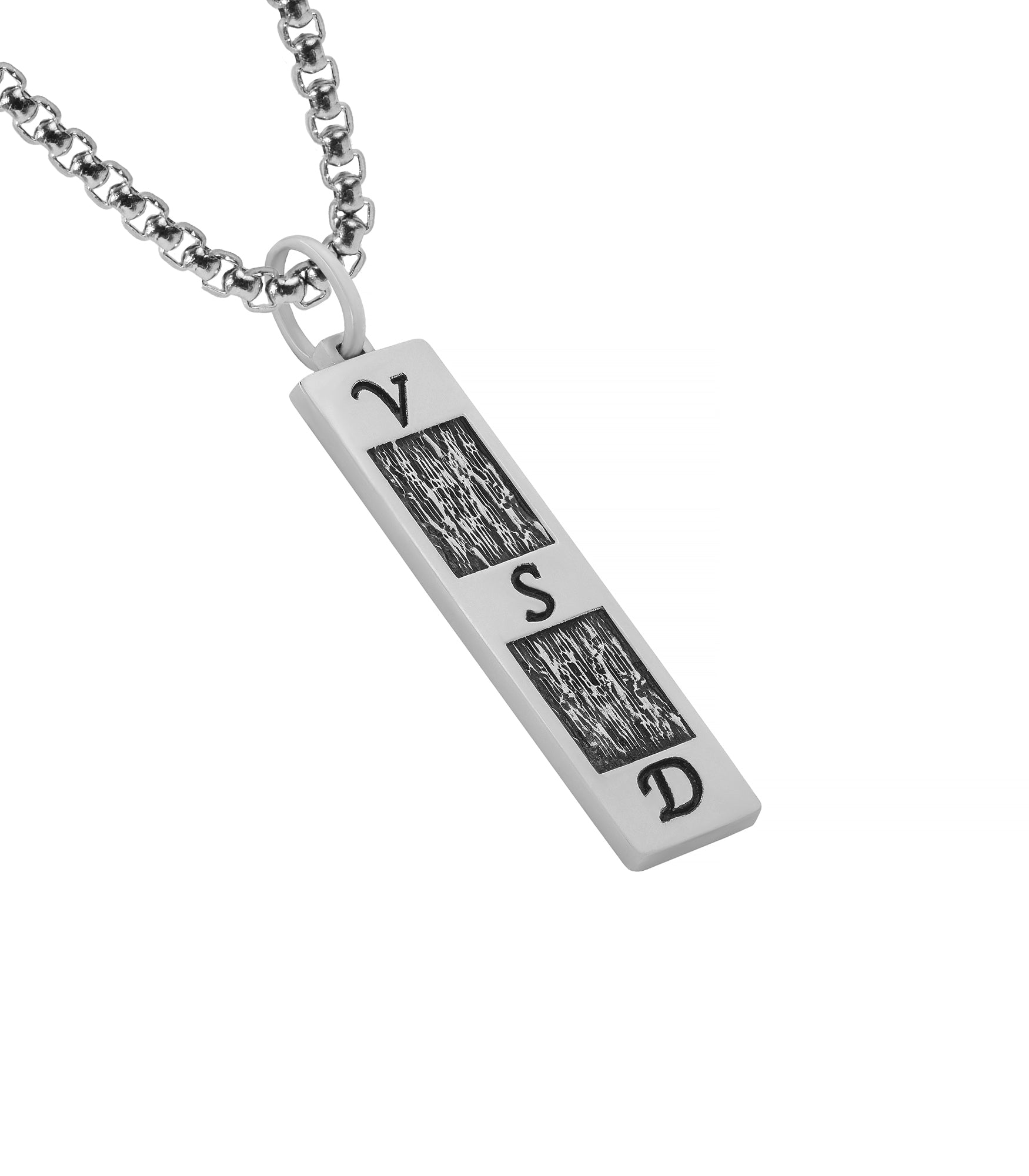 Personalized Initial Bar Necklace Silver Mixed Finish