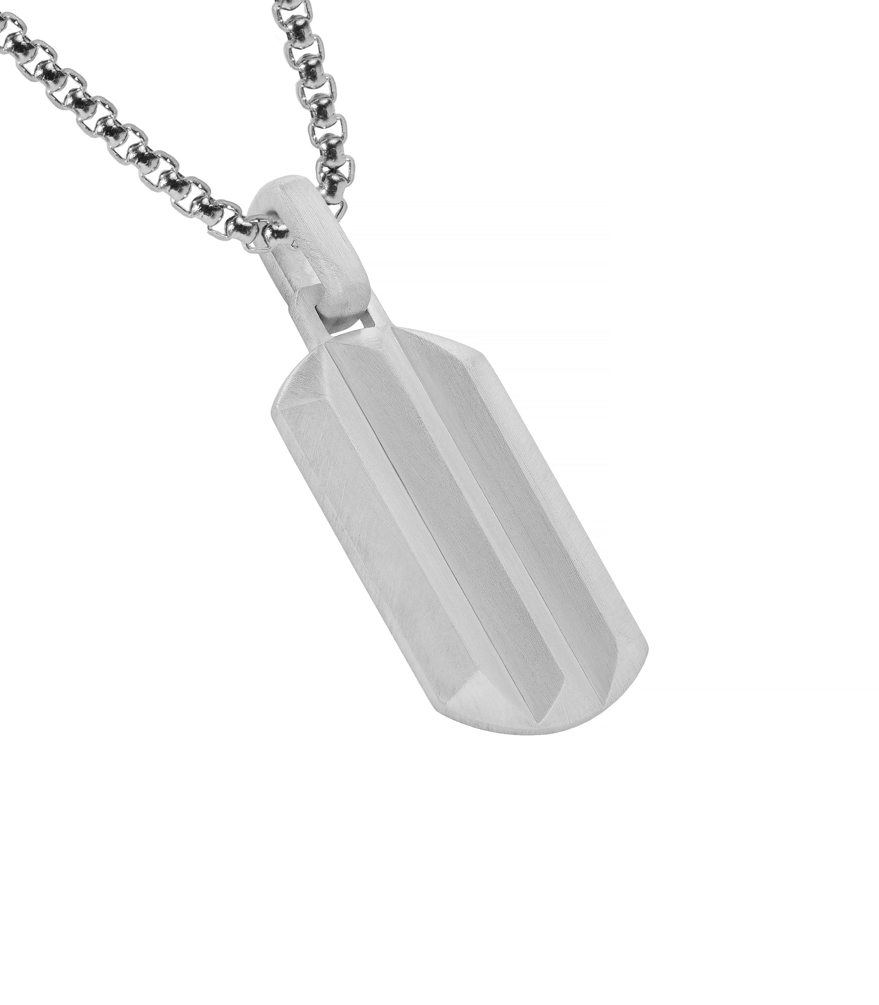 Pyramid Dog Tag Pendant Silver Minimalist and Geometric