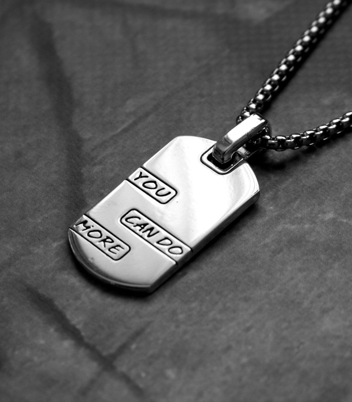 Motivational Dog Tag Pendant Silver You Can Do More