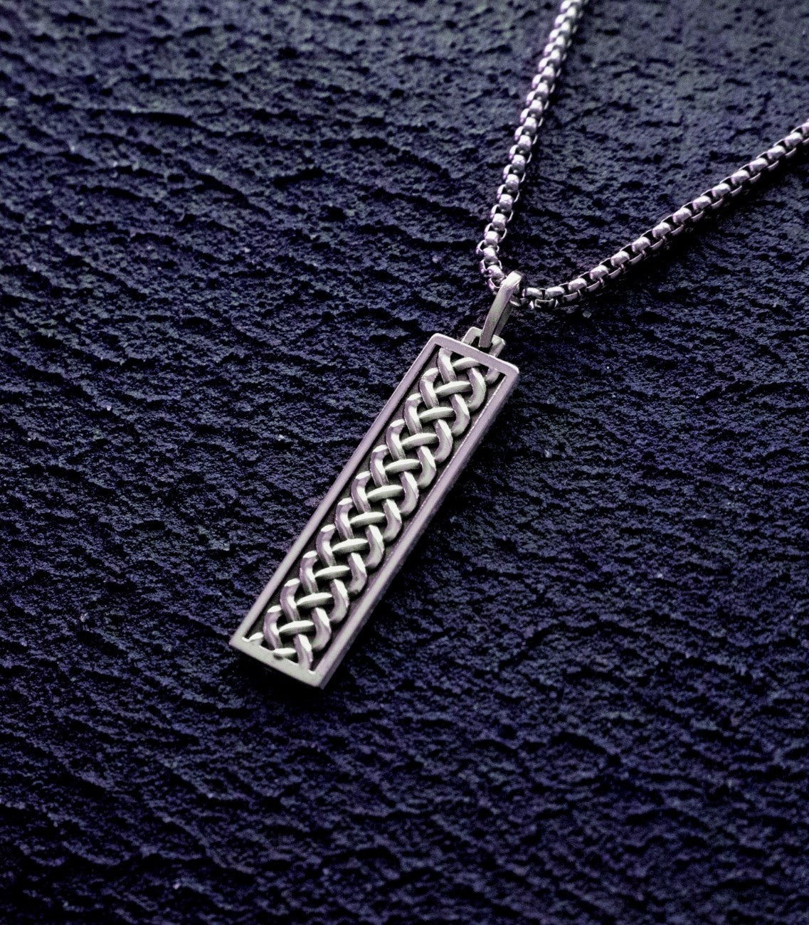 Irish Knot Bar Necklace for Men Silver Celtic inspired