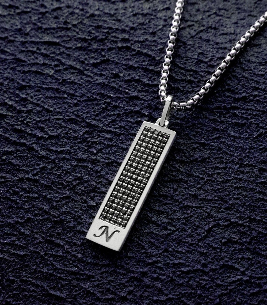 Black Stone Ingot Necklace Personalized Gift for Men