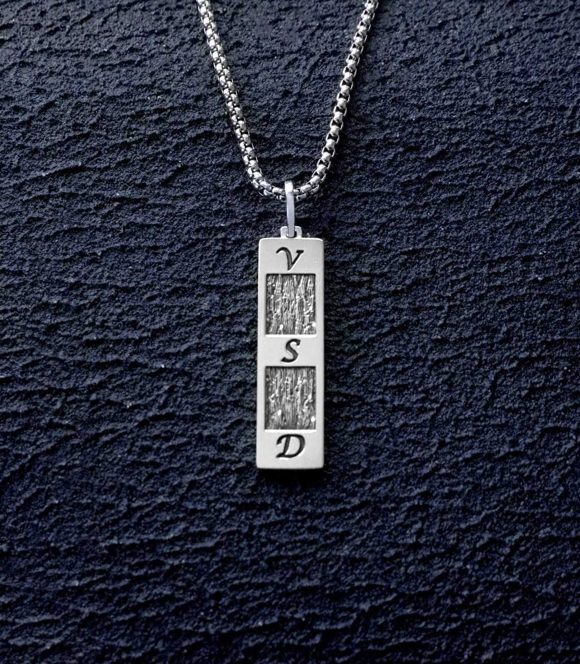 Mens Custom Ingot Necklace with Initials Mixed Silver