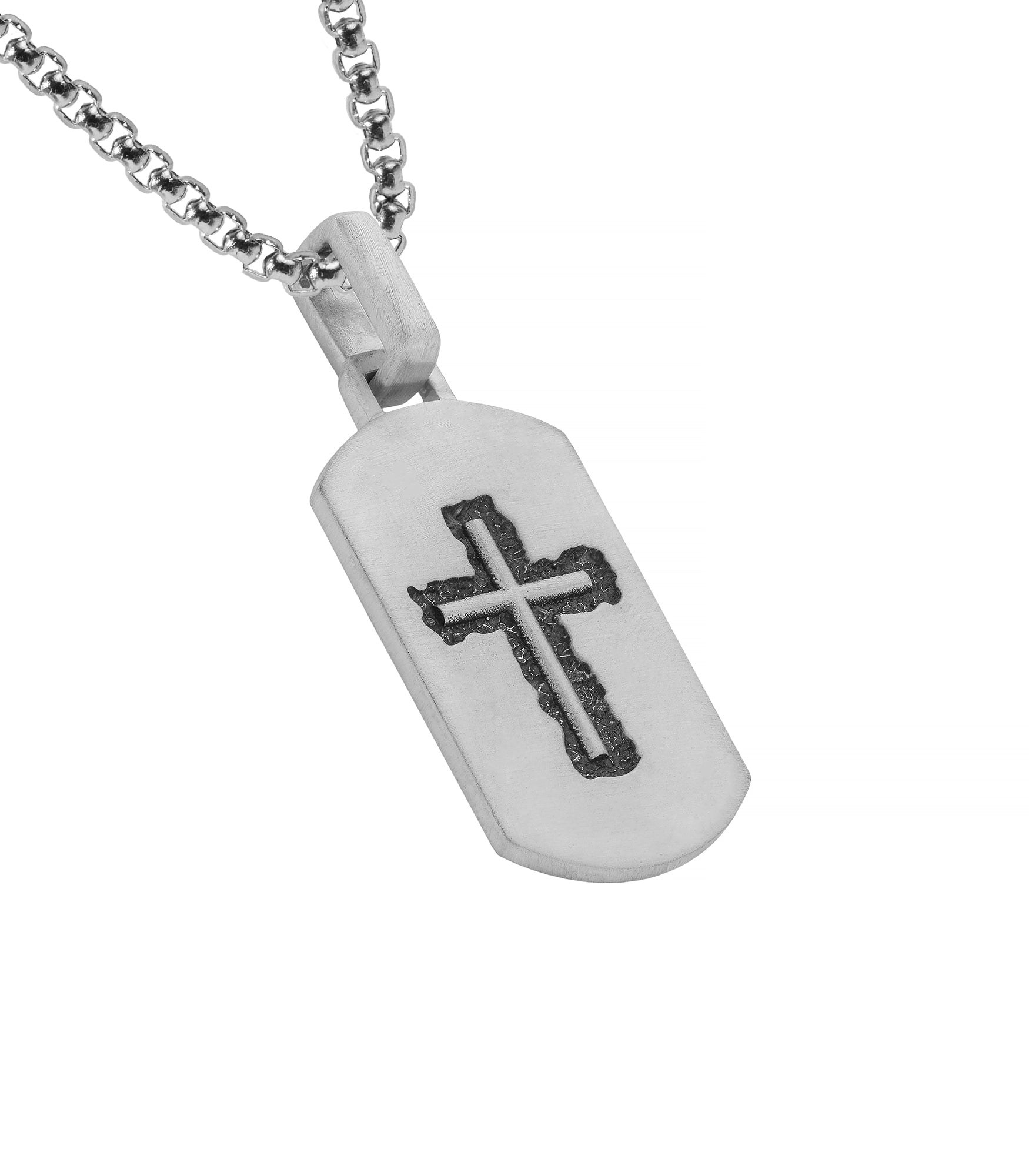 Handcrafted Cross Pendant Polished & Oxidized Silver