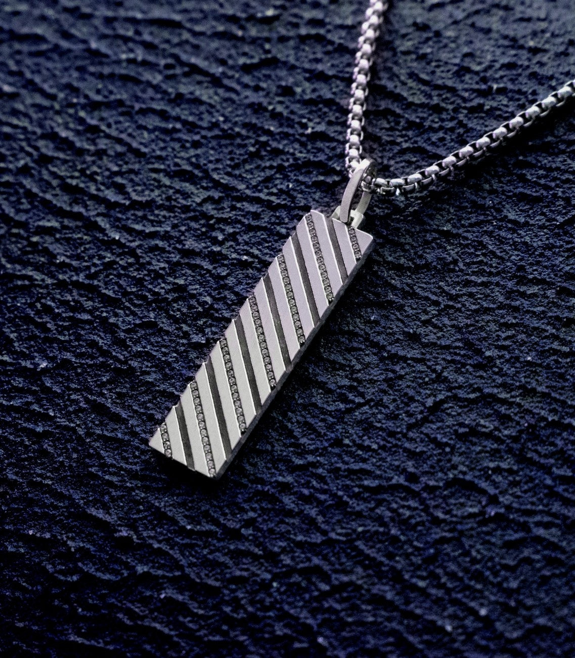 Mens Multi Gemstone Bar Necklace Silver Minimalist