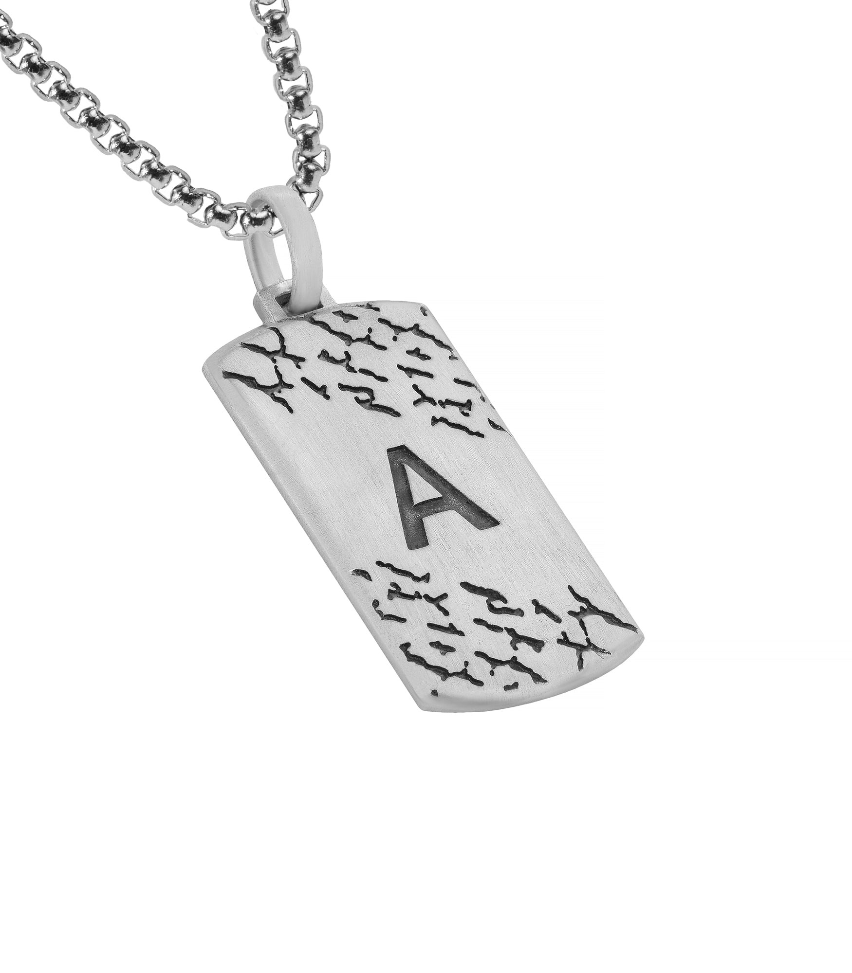Brutal Engraved Letter Pendant for Men in Silver