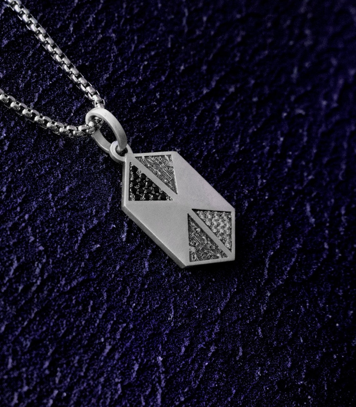 Silver Hexagon Shaped Tag Necklace Gift for Boyfriend