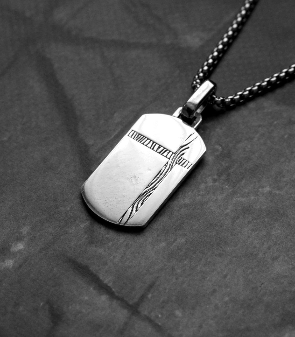 Silver Cross Tag Pendant with Tree Growth Pattern