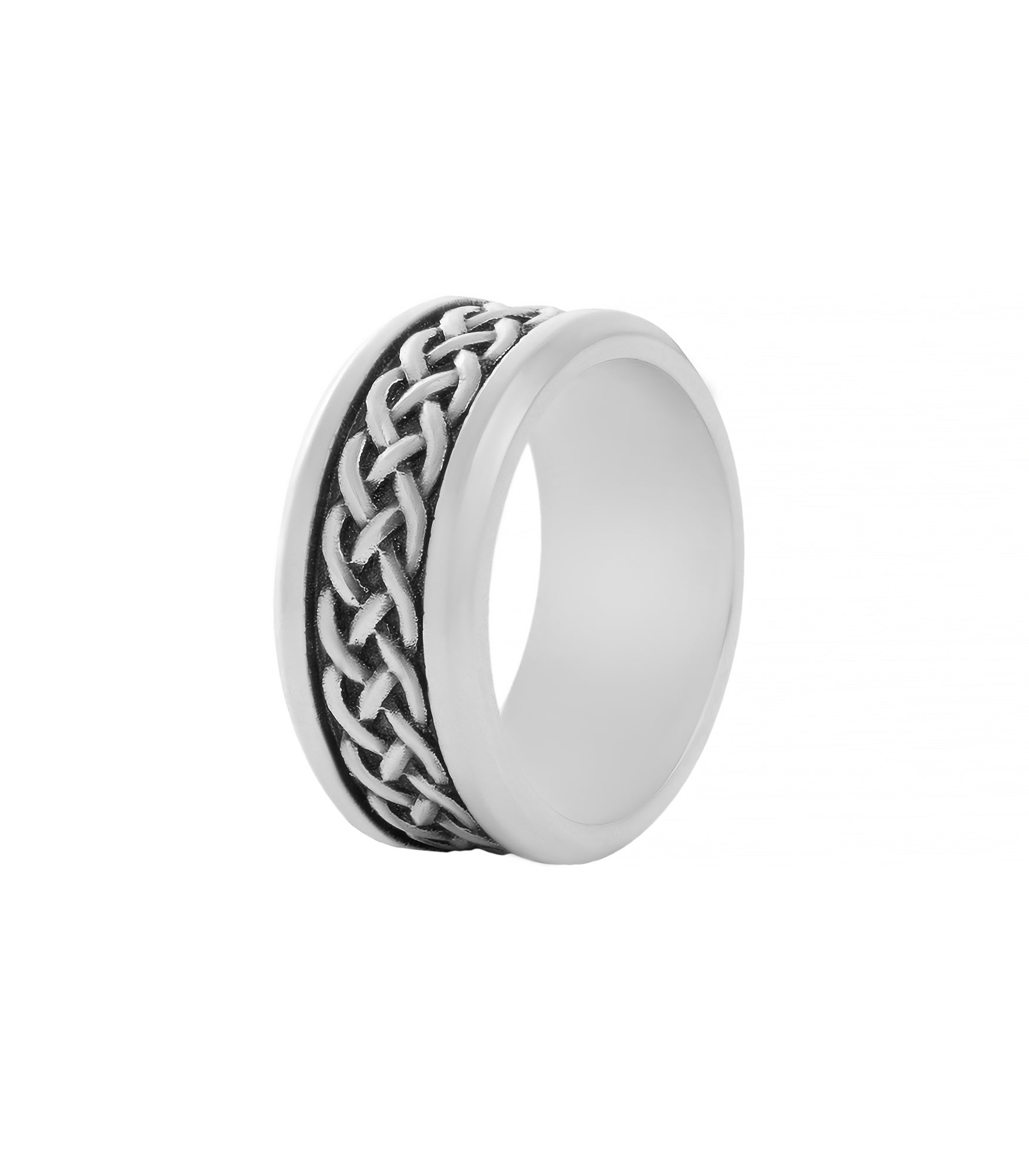 Wide Celtic Wedding Ring Irish Knots Oxidized Surface