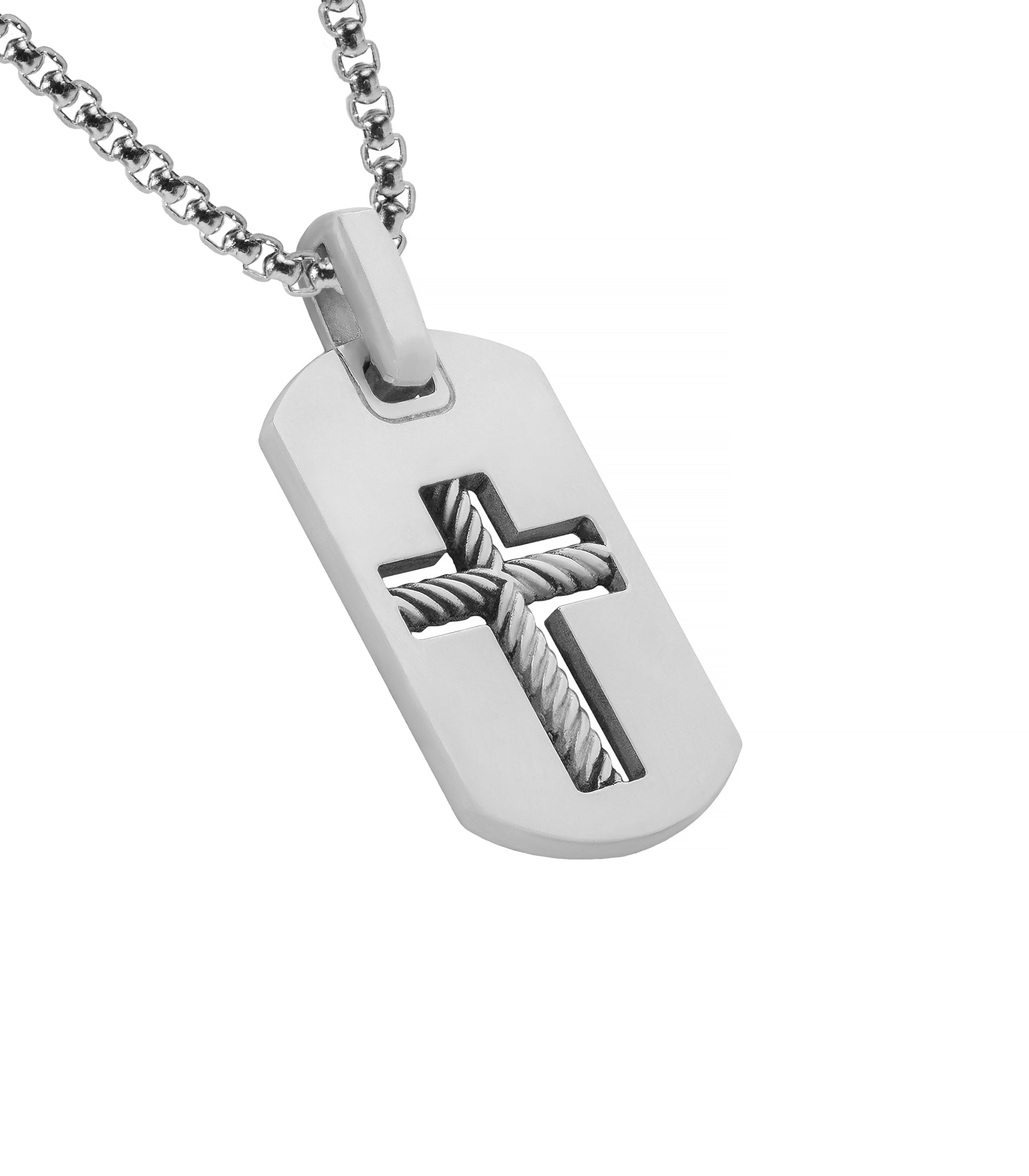 Men's Pendant with a Carved Cross in a Twisted Design