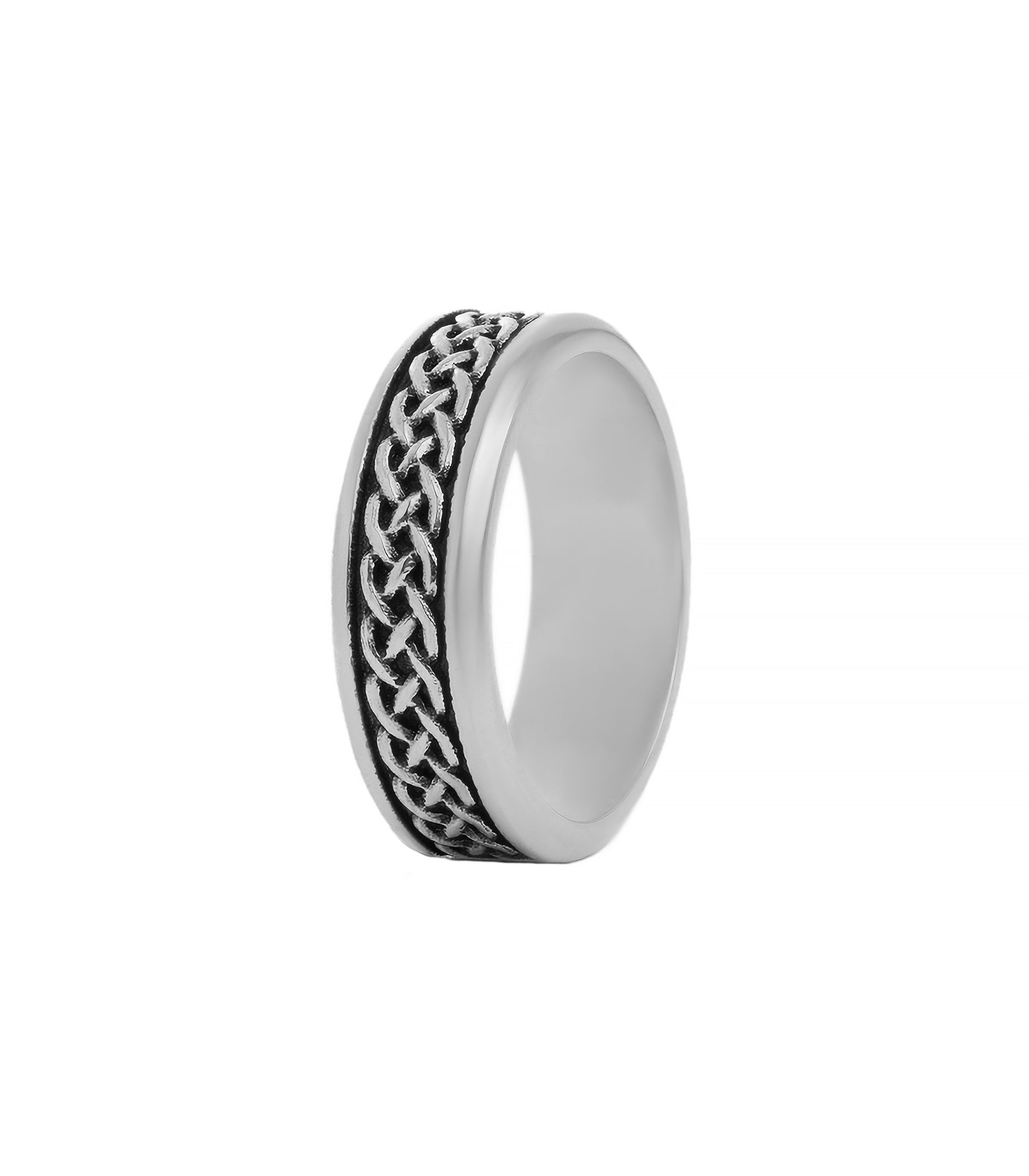 Mens Celtic Knot Ring Band Plain and Oxidized Silver