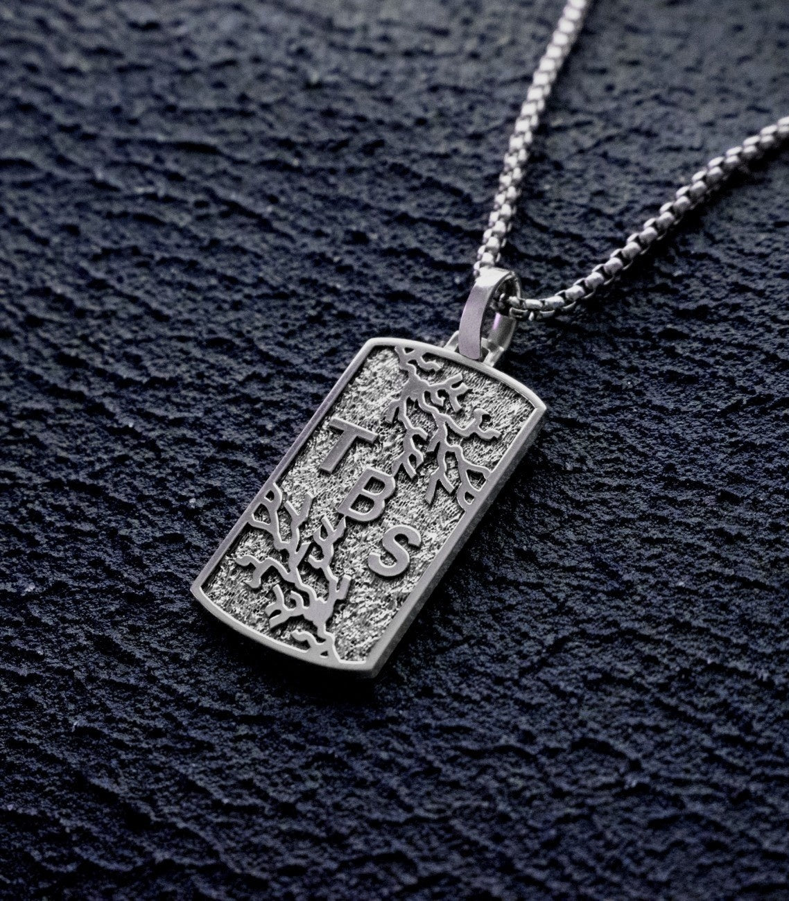 Mens Anniversary Necklace Silver Personalized Initials