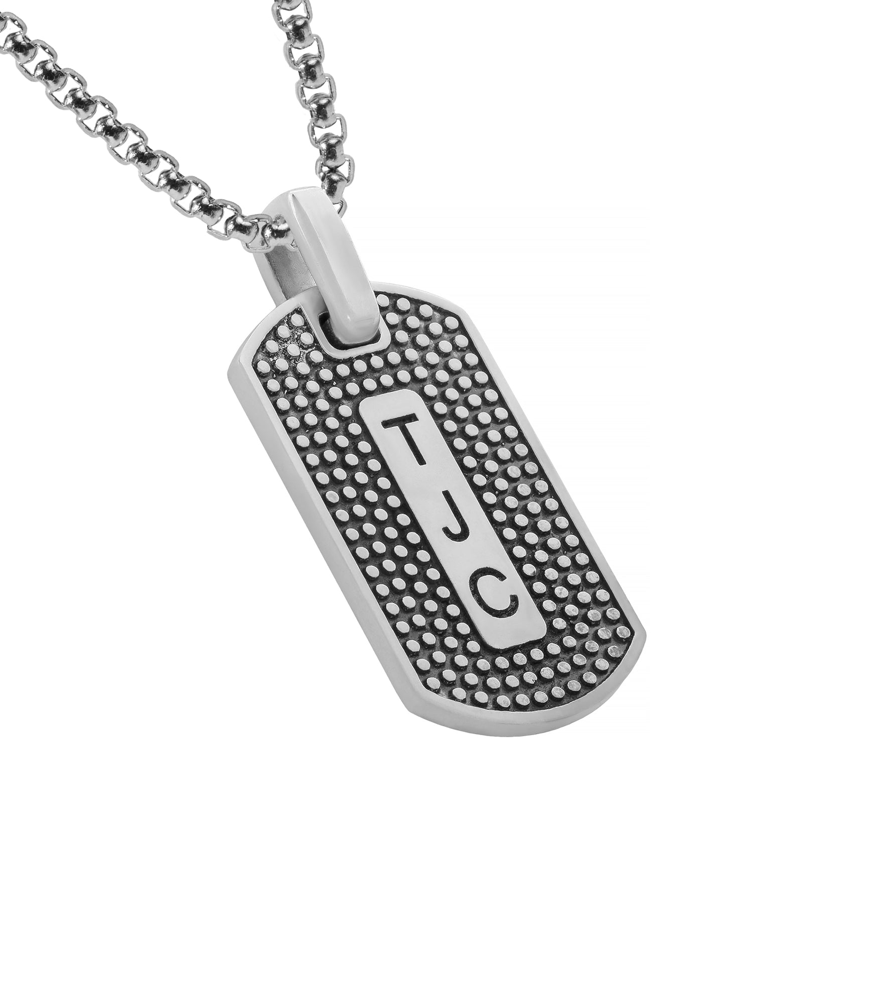 Mens Modern Custom Initials Pendant Necklace Silver