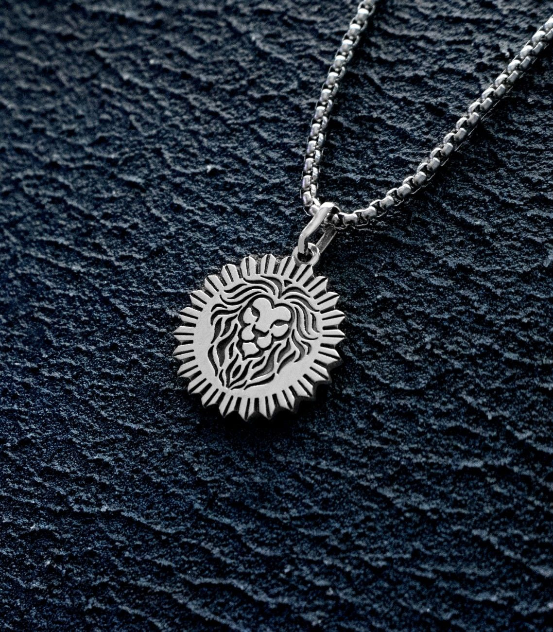 Round Sun and Leo Amulet Necklace Silver Zodiac Gift