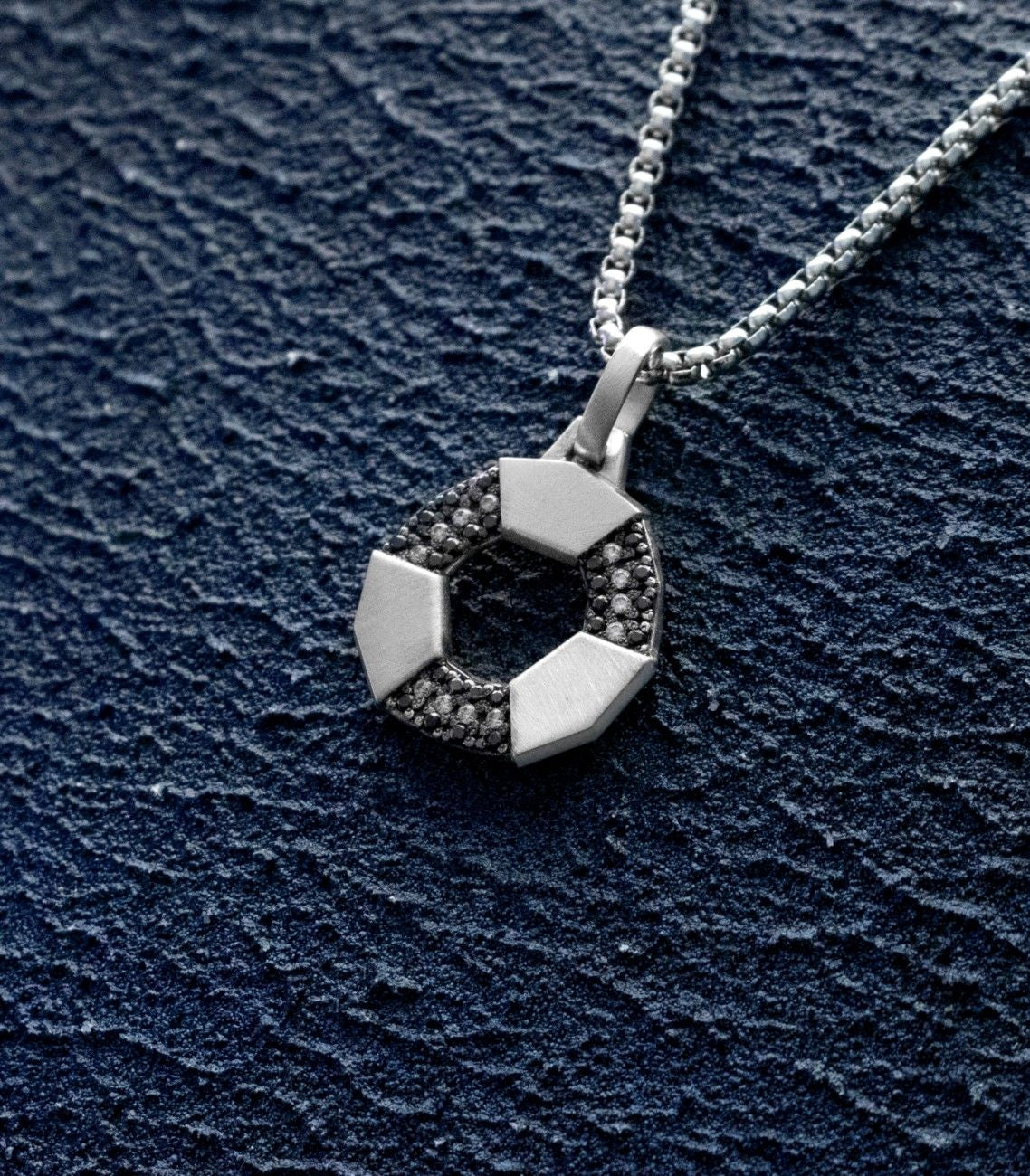 Silver Circle Amulet Necklace Mens Gift for Luck
