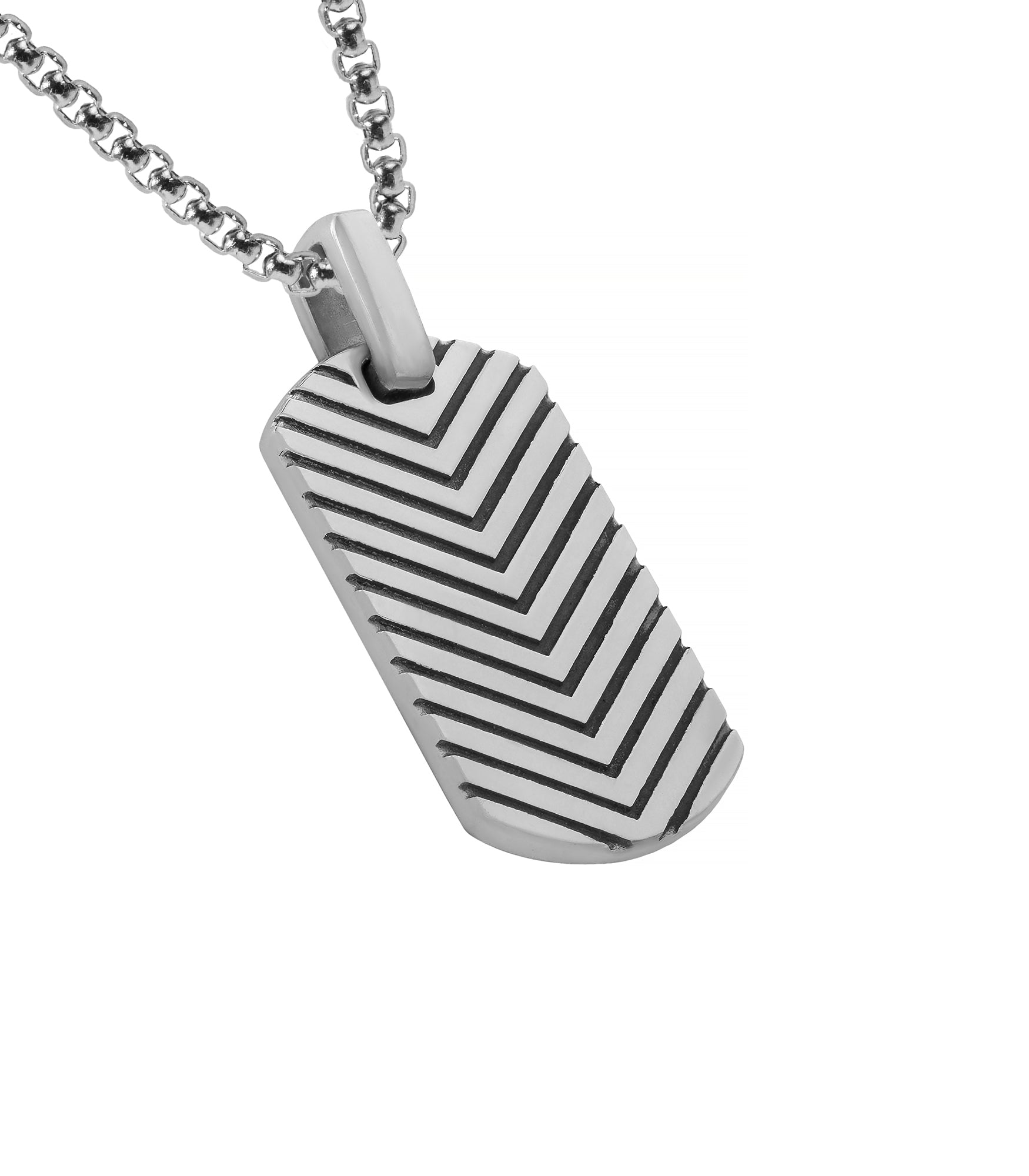 Stylish Chevron Tag Pendant Sterling Silver Geometric
