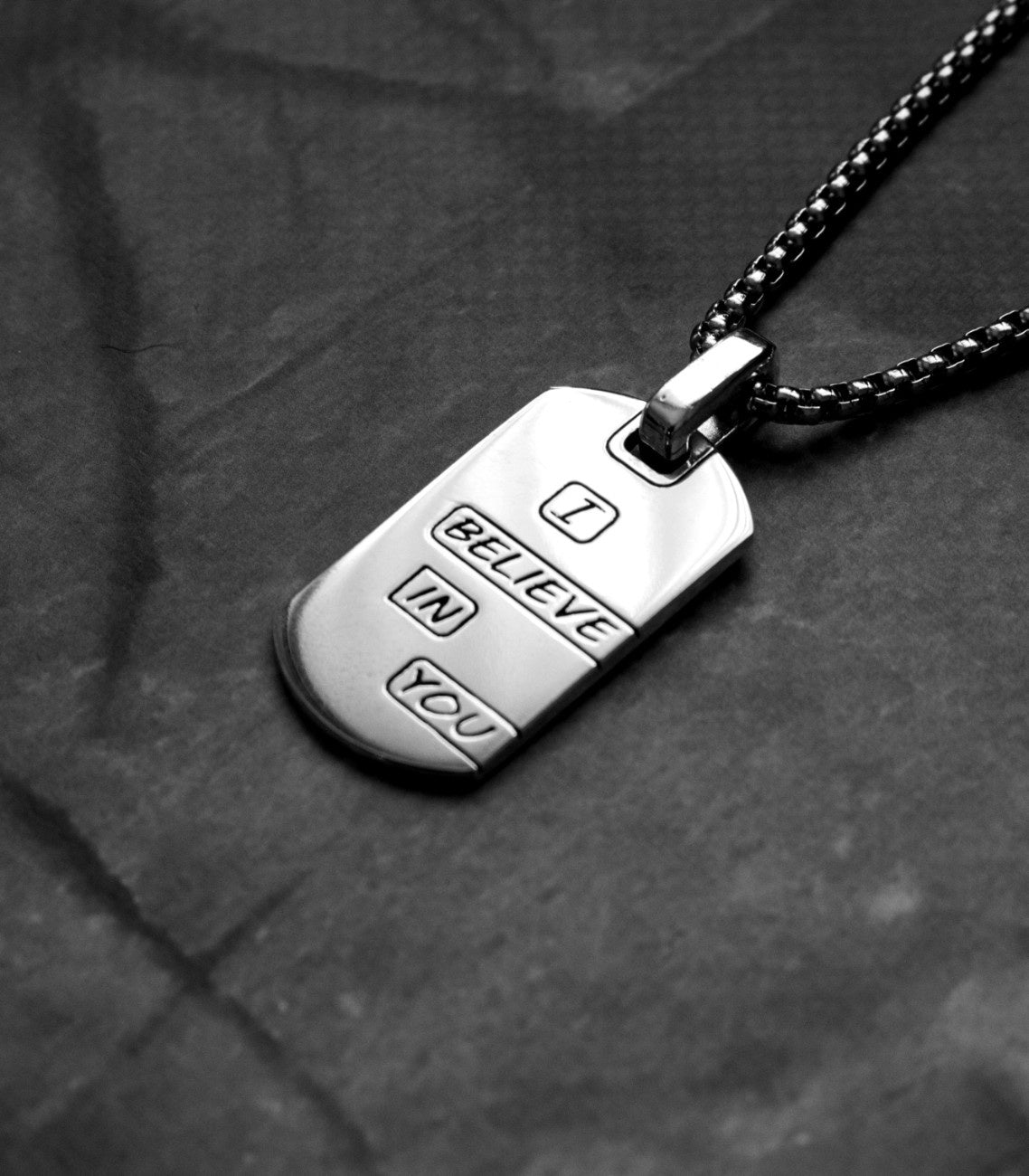 Silver Motivational Tag Pendant I Beleive in You