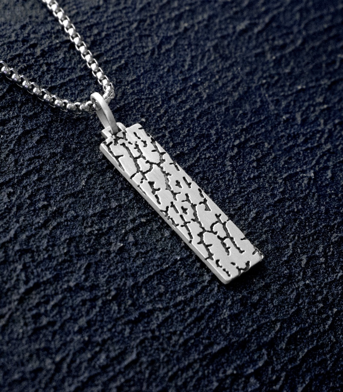 Mens Engraved Silver Necklace Сarved Stone Painting