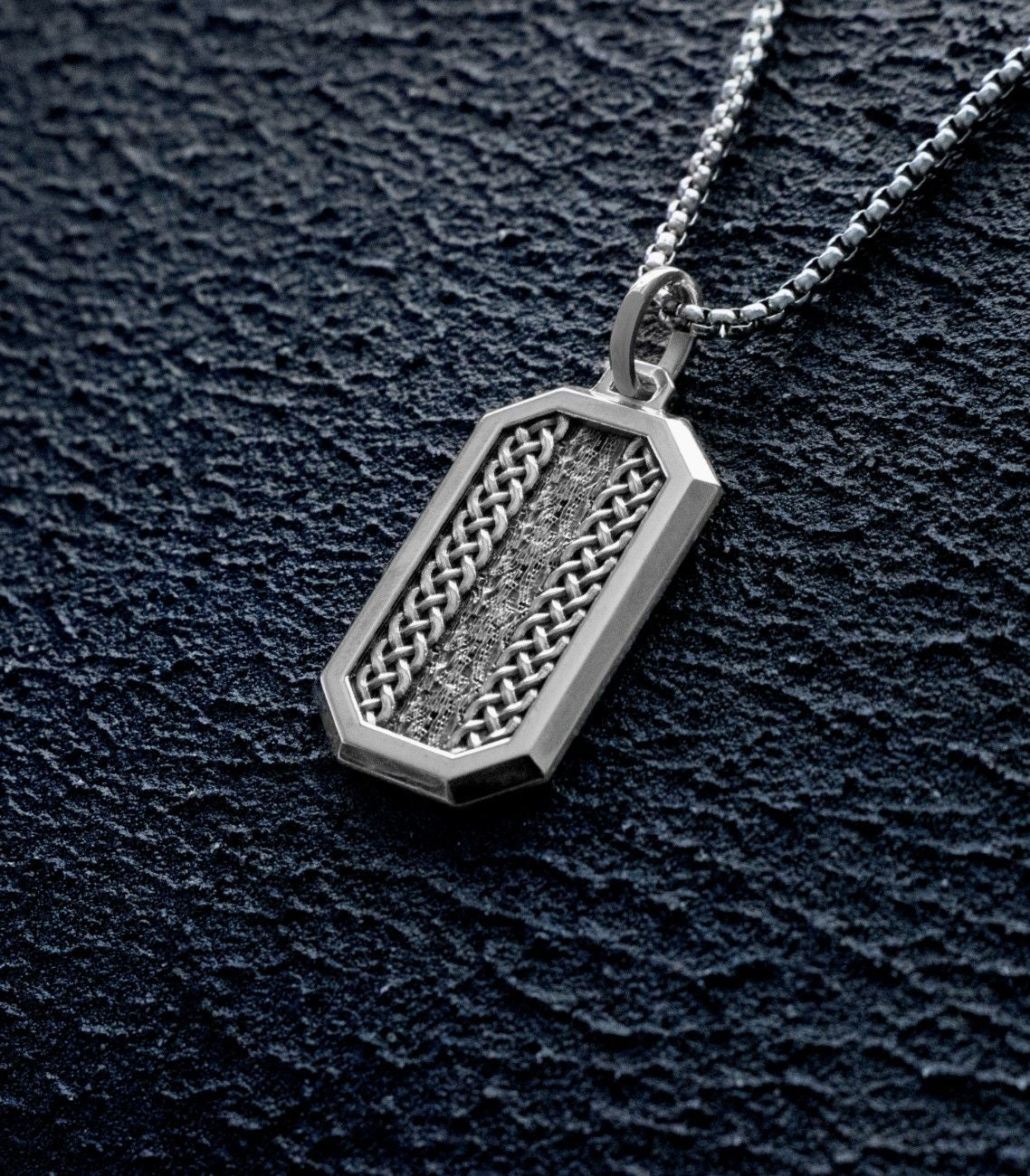 Octagonal Silver Celtic Knot Necklace Gift for Husband