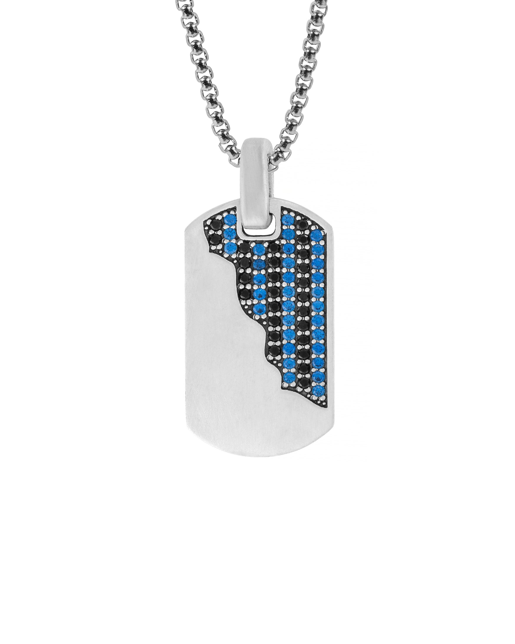 Mens Black and Blue Gemstones Pendant Sterling Silver
