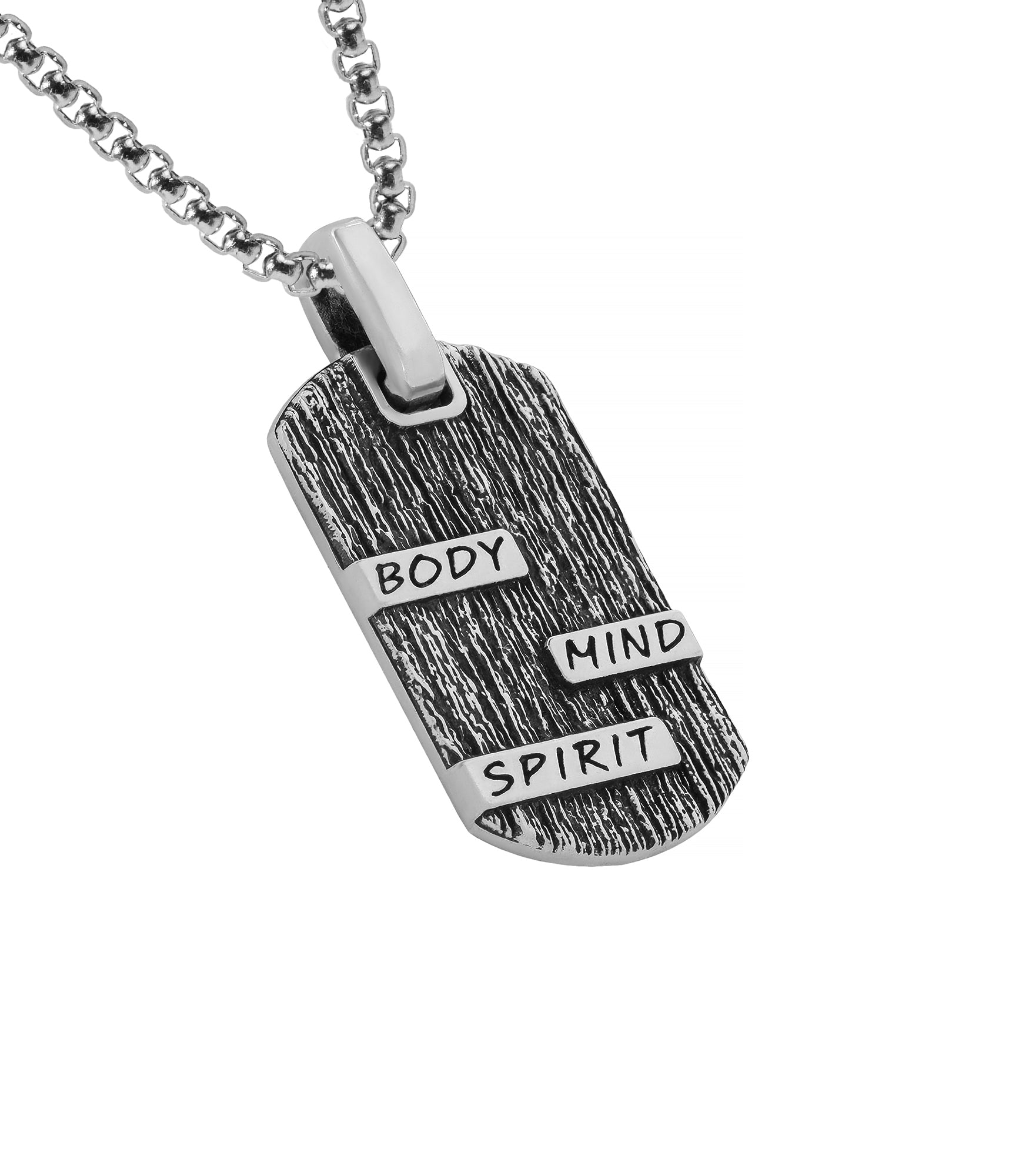Wood Bark Silver Sublimation Tag Pendant for Men