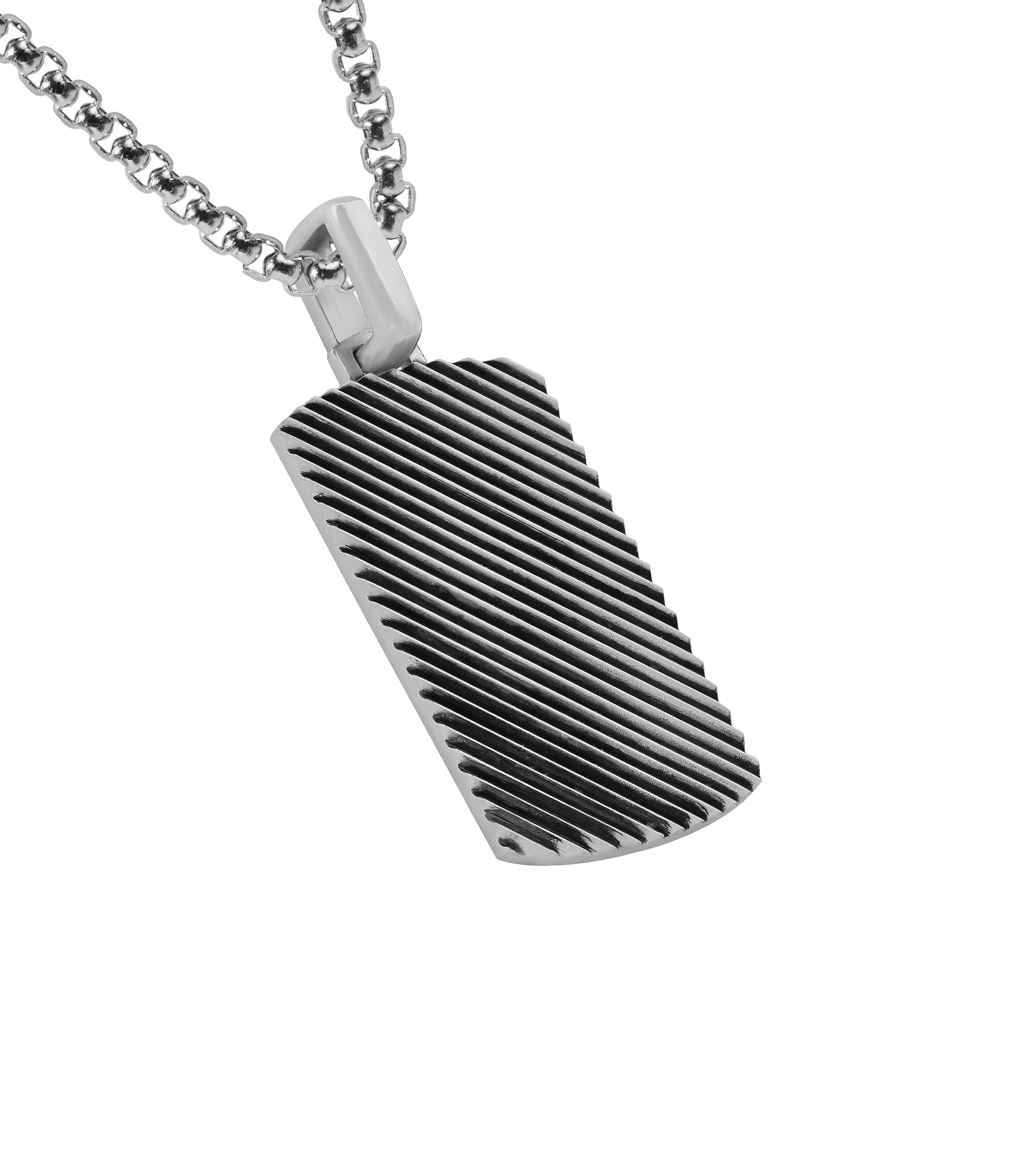 Geometric Diagonal Design Pendant Black Oxidized Silver