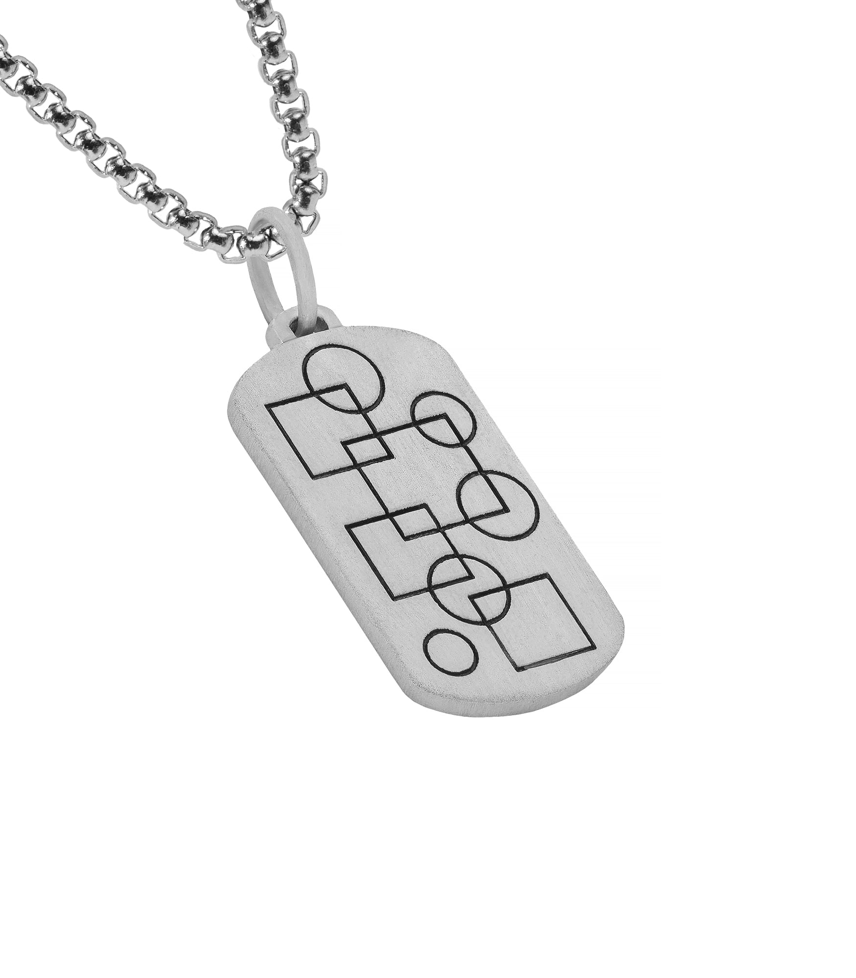 Minimalist Geometric themed Dog Tag Pendant Silver