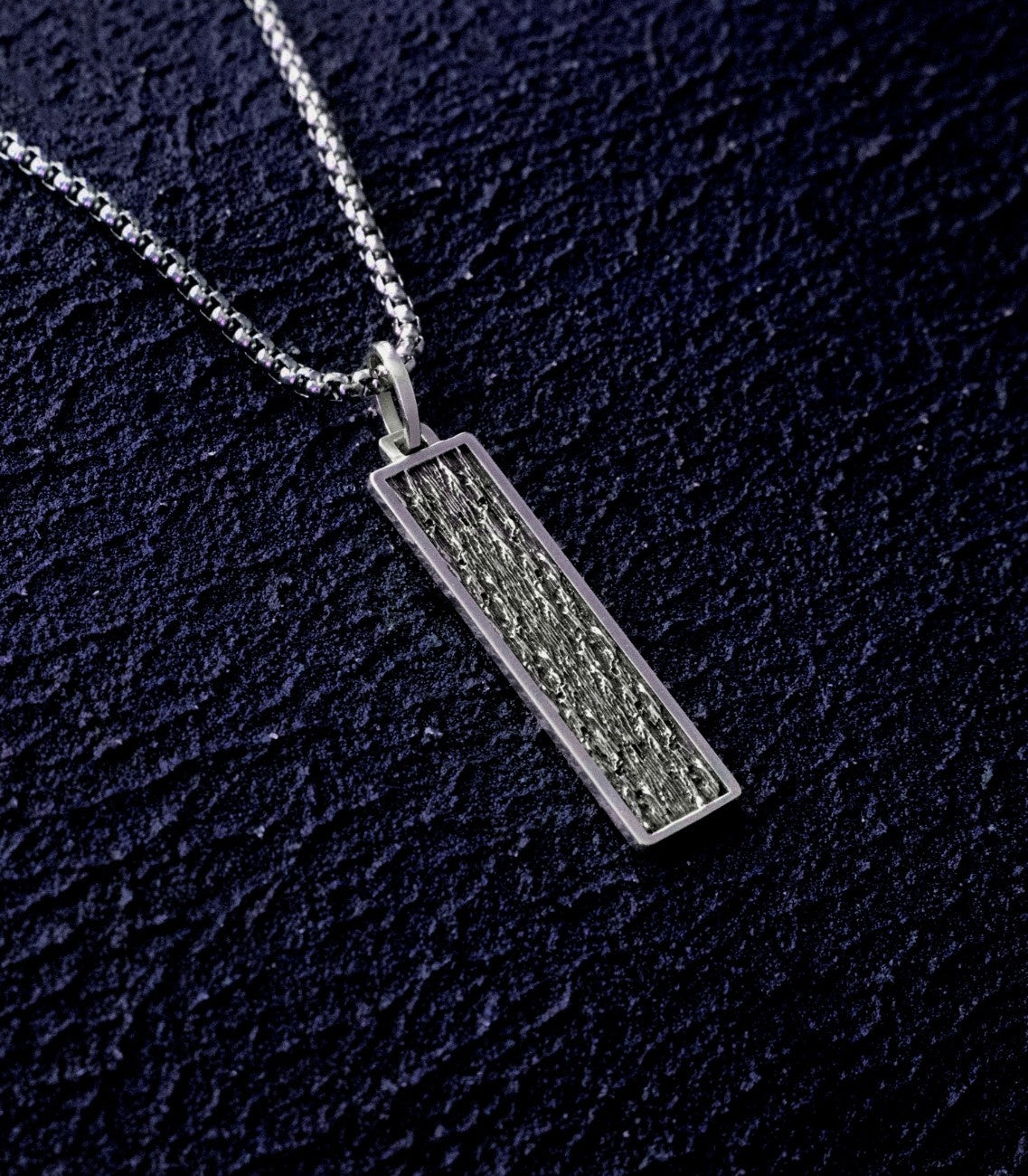Brutal Ingot Necklace Oxidized Texture Silver Gift Men
