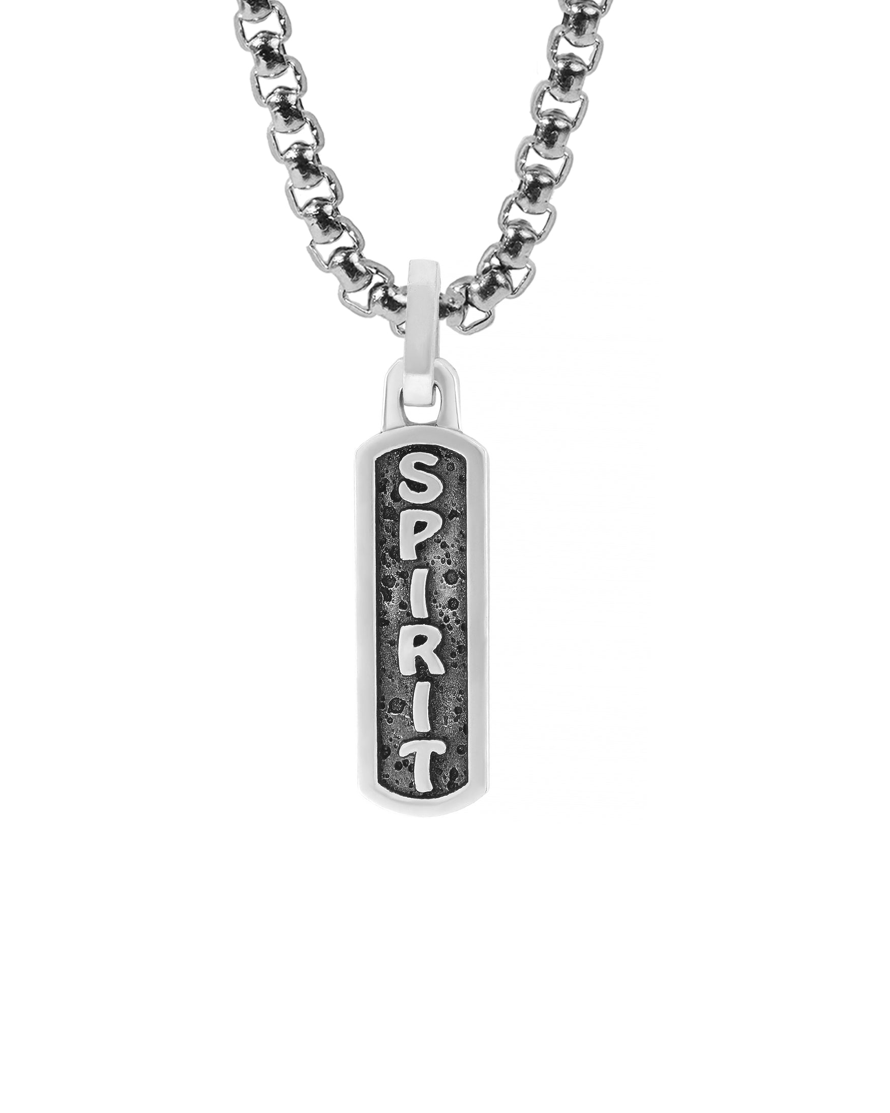 Engraved Word SPIRIT Small Message Necklace Silver