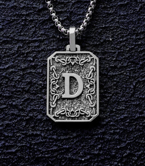 Mens Personalized Irish Necklace with Letter in Silver