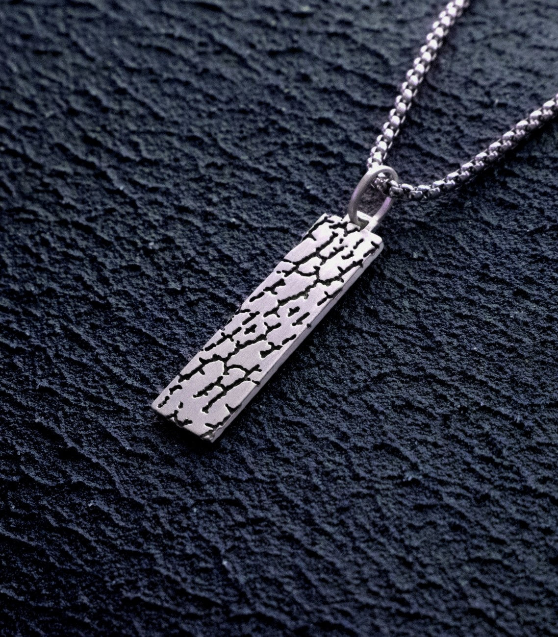 Mens Engraved Silver Necklace Сarved Stone Painting