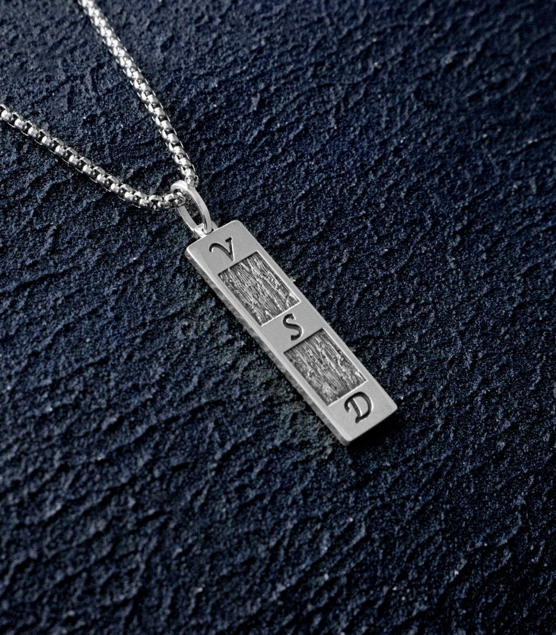 Mens Custom Ingot Necklace with Initials Mixed Silver