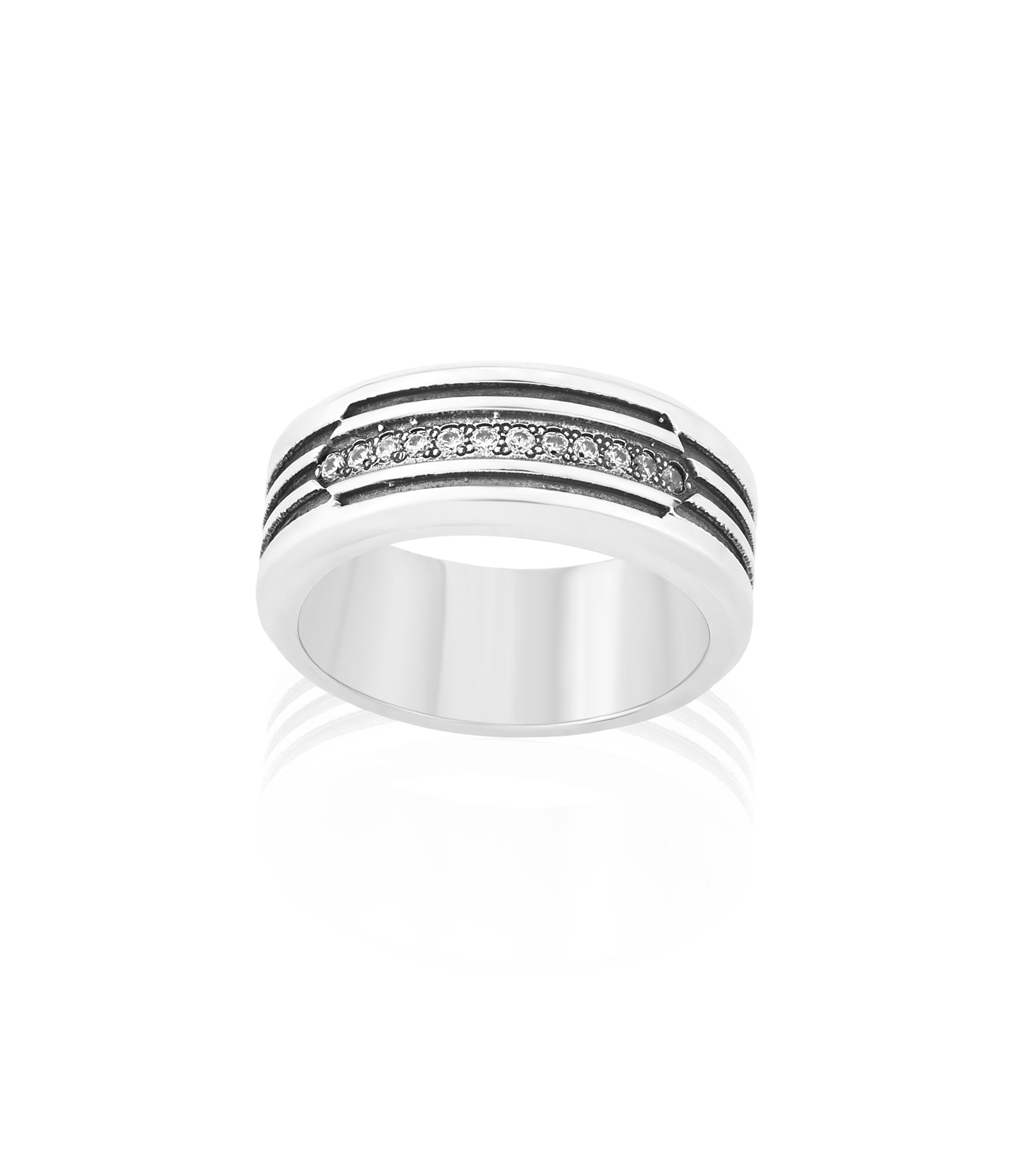 Designer Engraved Mens Engagement Band with Diamonds