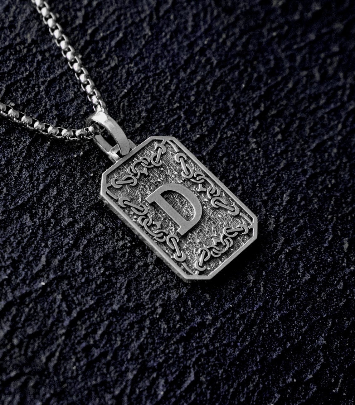 Mens Personalized Irish Necklace with Letter in Silver