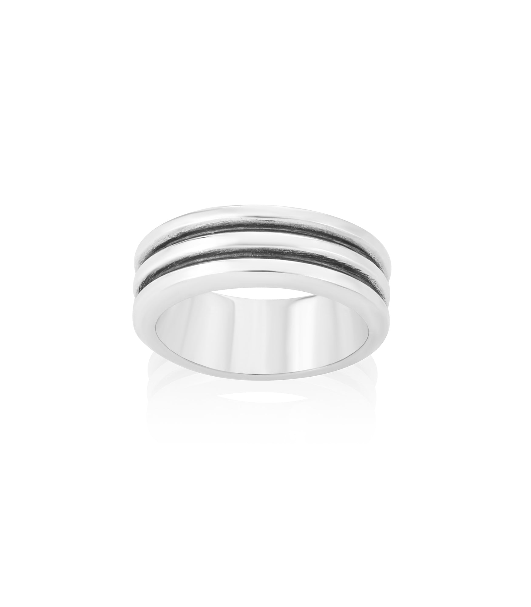 Mens Wide Sterling Silver Ring Bold Contoured Texture