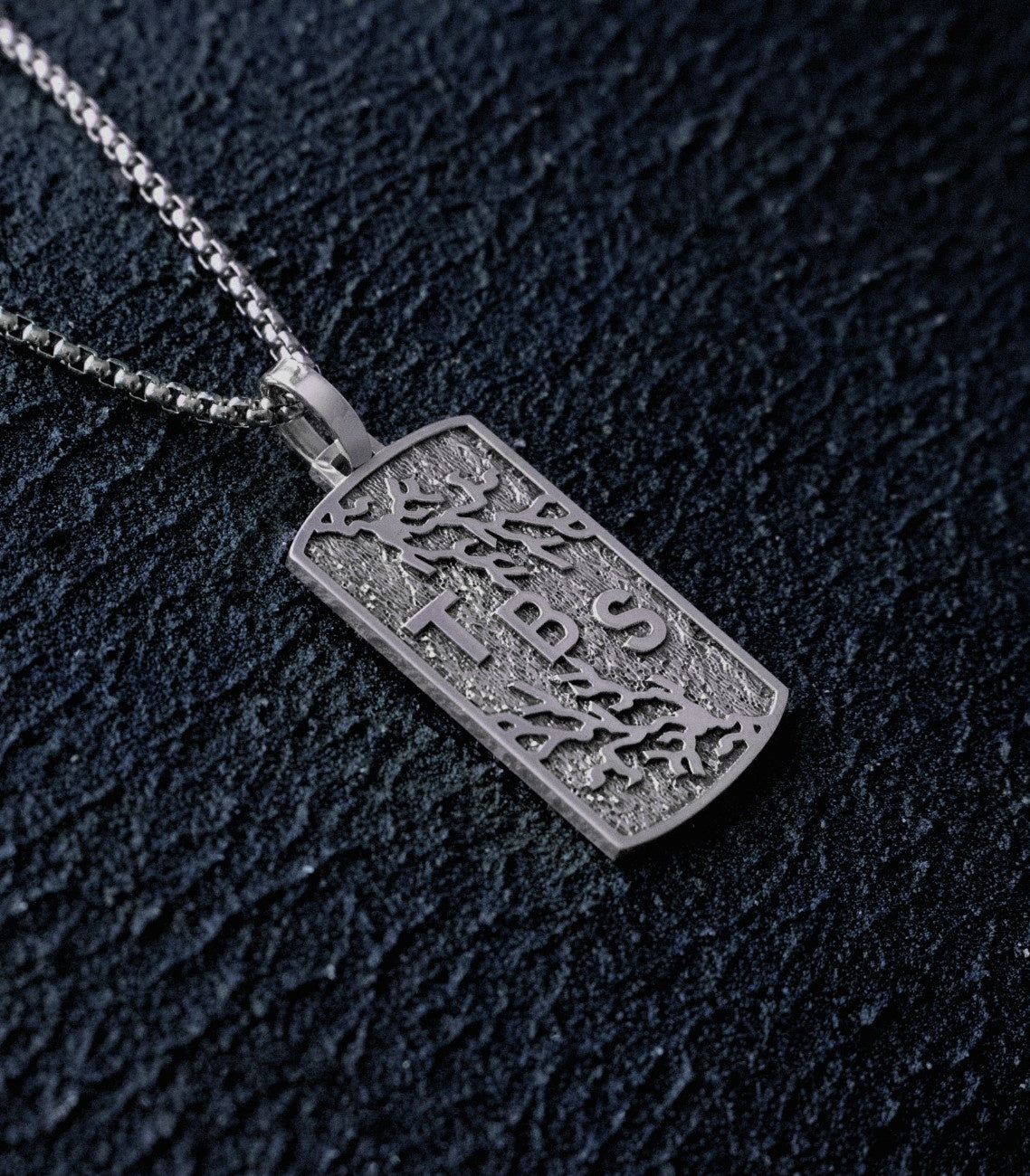 Mens Anniversary Necklace Silver Personalized Initials