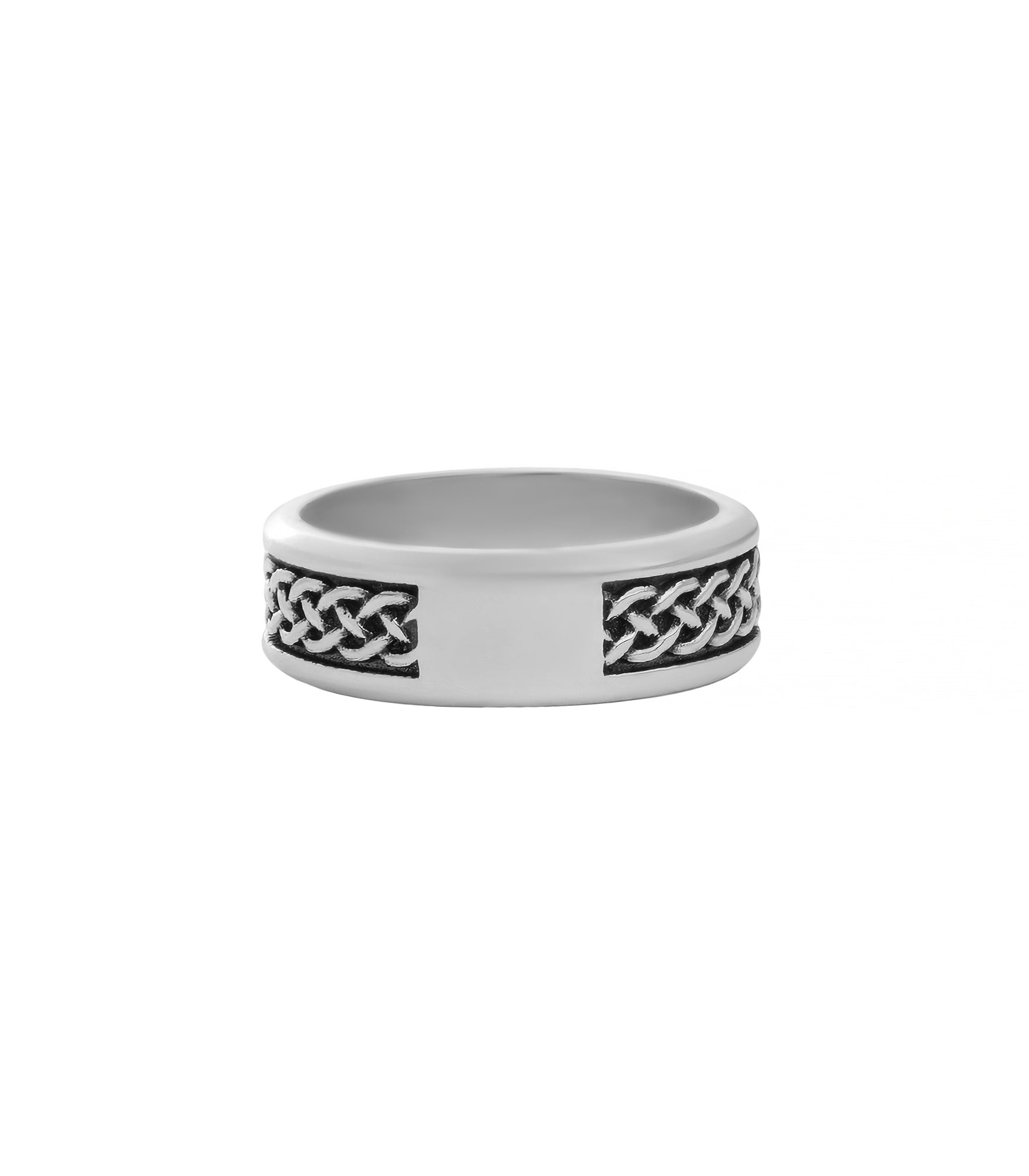 Mens Celtic Knot Ring Band Plain and Oxidized Silver