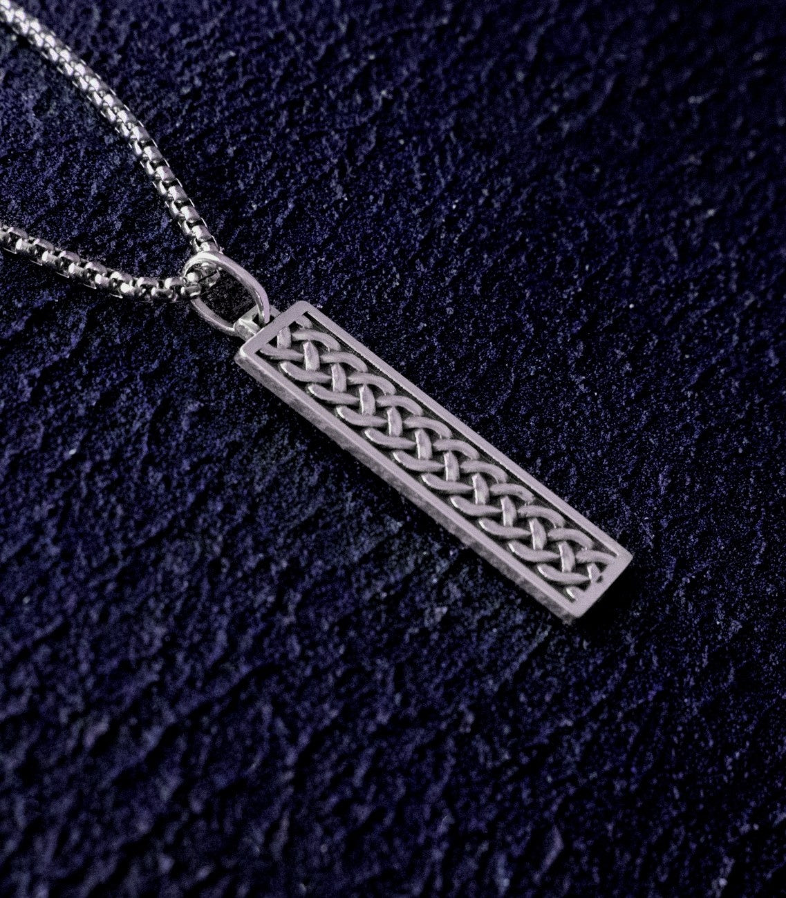 Irish Knot Bar Necklace for Men Silver Celtic inspired