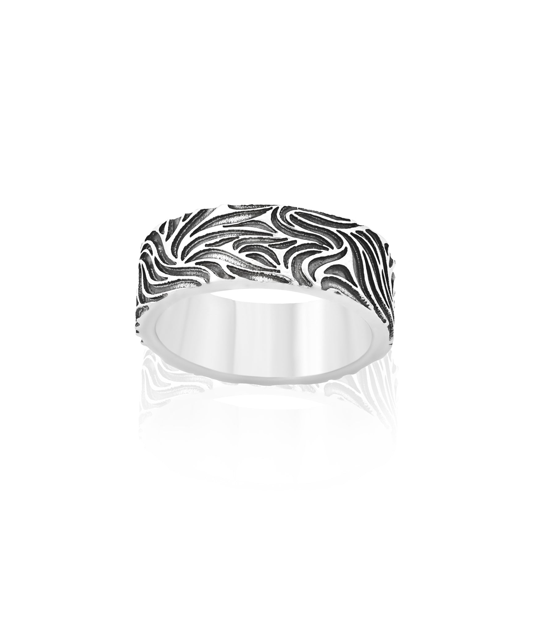 Engraved Silver Vine Ring Band Renaissance inspired
