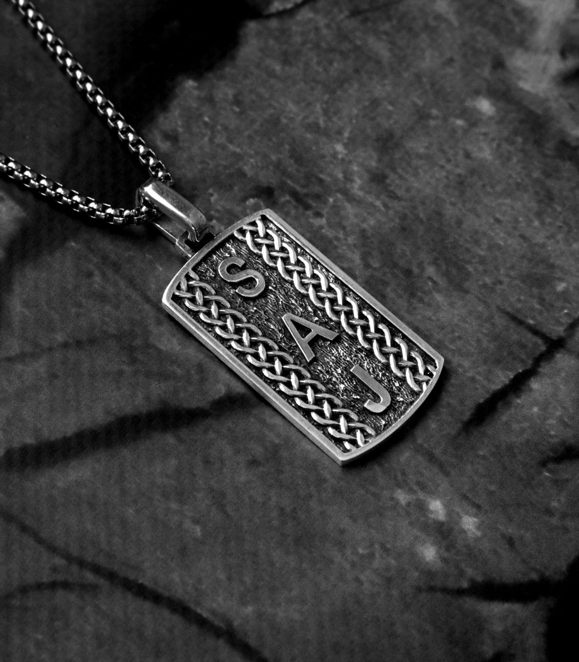 Personalized Initials Necklace with Celtic Knots Silver