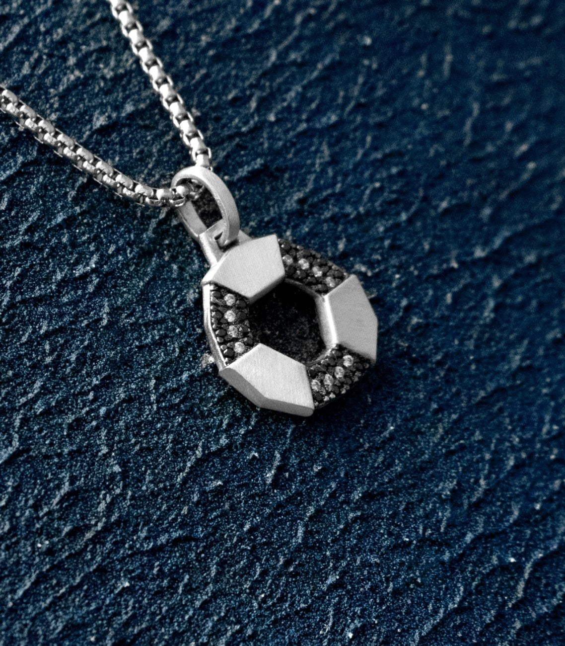 Silver Circle Amulet Necklace Mens Gift for Luck