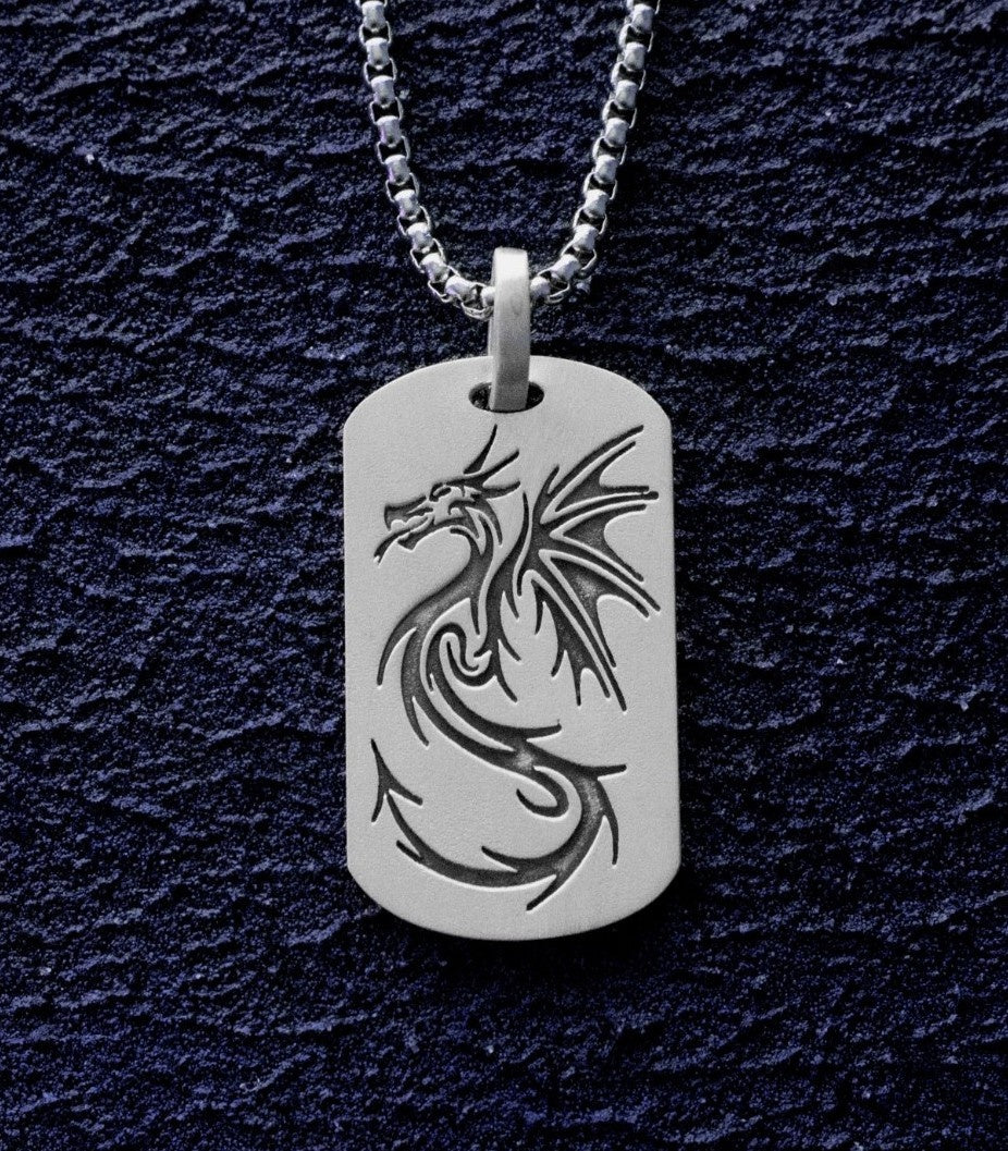 Engraved Dragon Totem Necklace for Men Gift of Strength